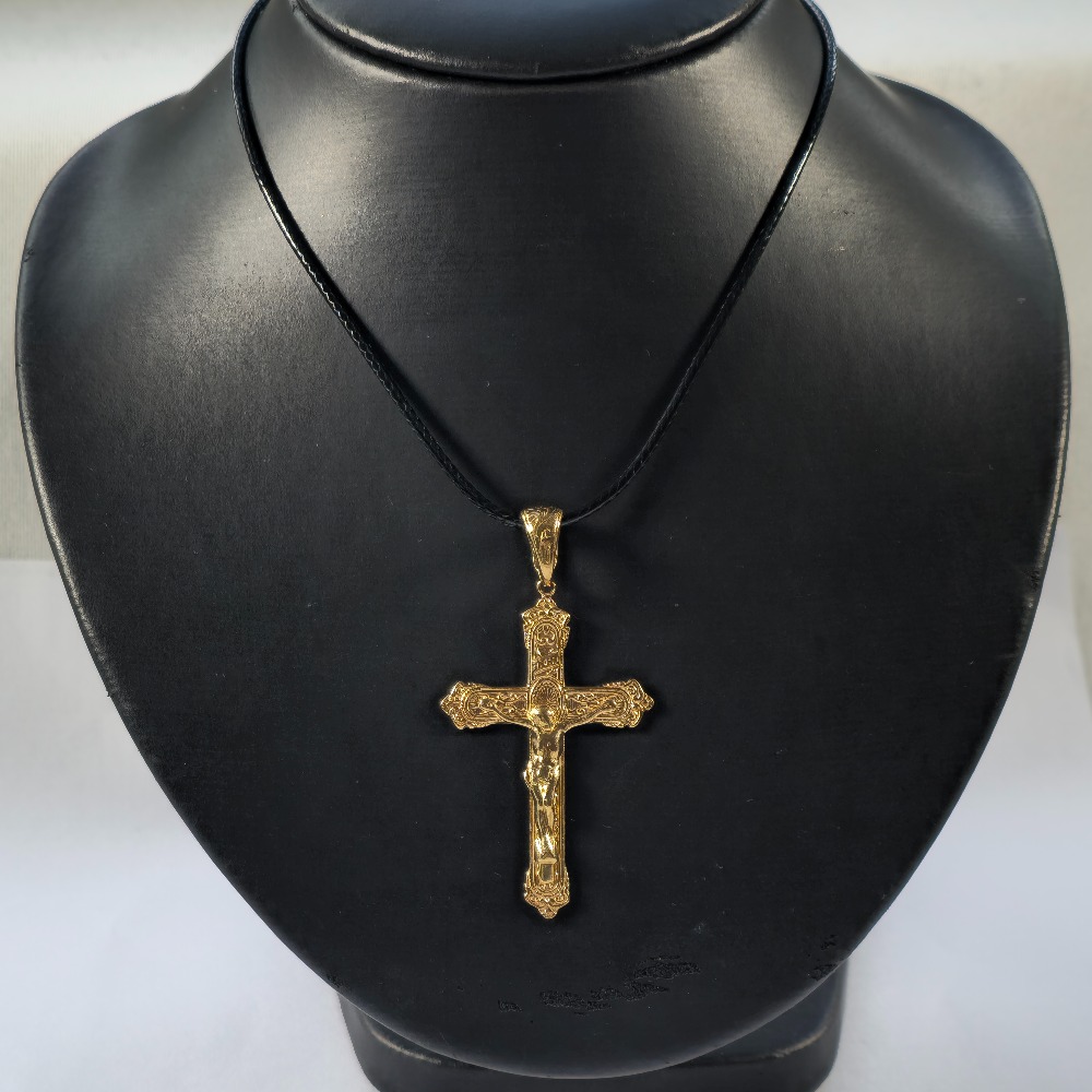 Product photo for 9ct Gold Ornate Pattern Cross Pendant