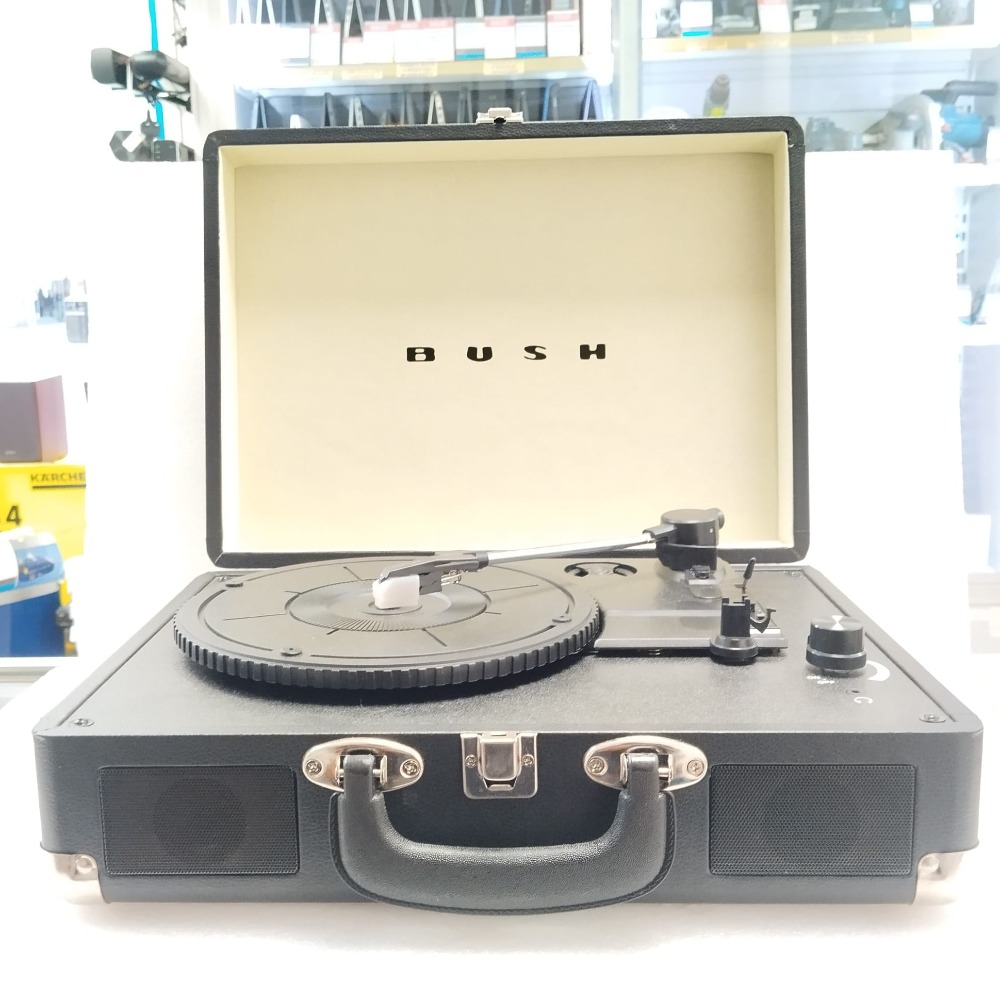 Product photo for Bush Portable Classic Retro Turntable Vinyl Record Player - Black KTS-601