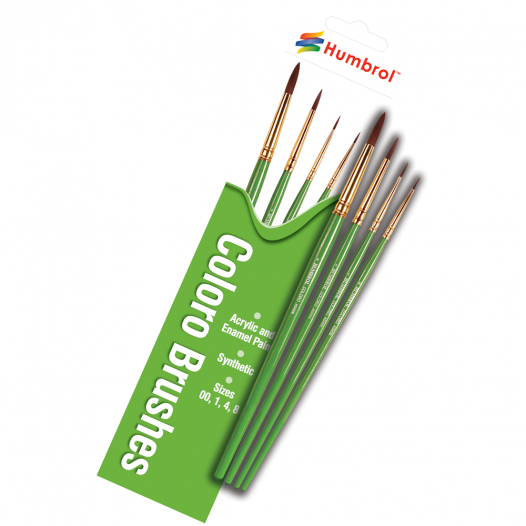 Product photo for Humbrol Coloro Brushes Acrylic Enamel Paint Brush - Sizes 00, 1, 4 & 8 New
