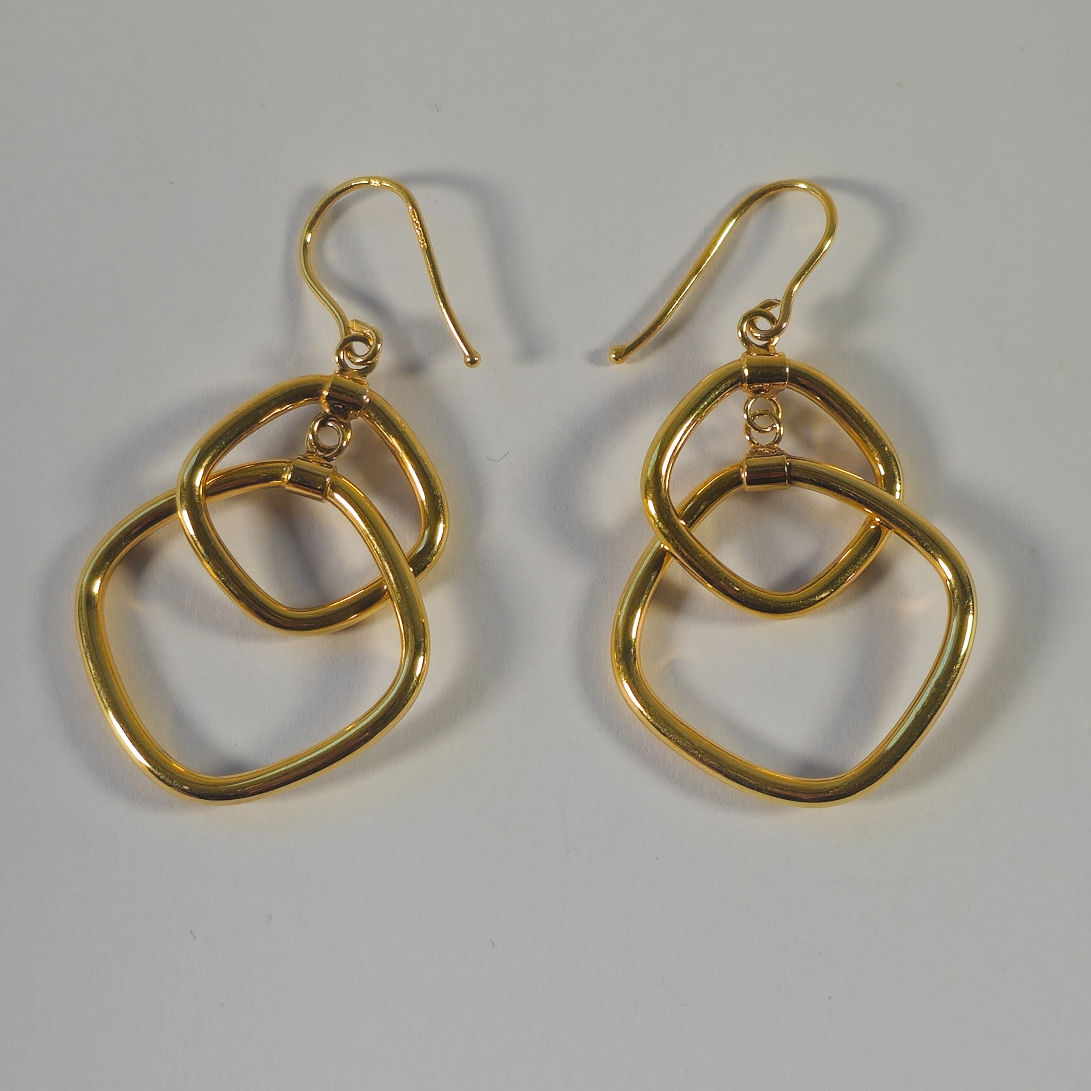 Product photo for 9ct Gold 2 Square Link Drop Hook Earrings