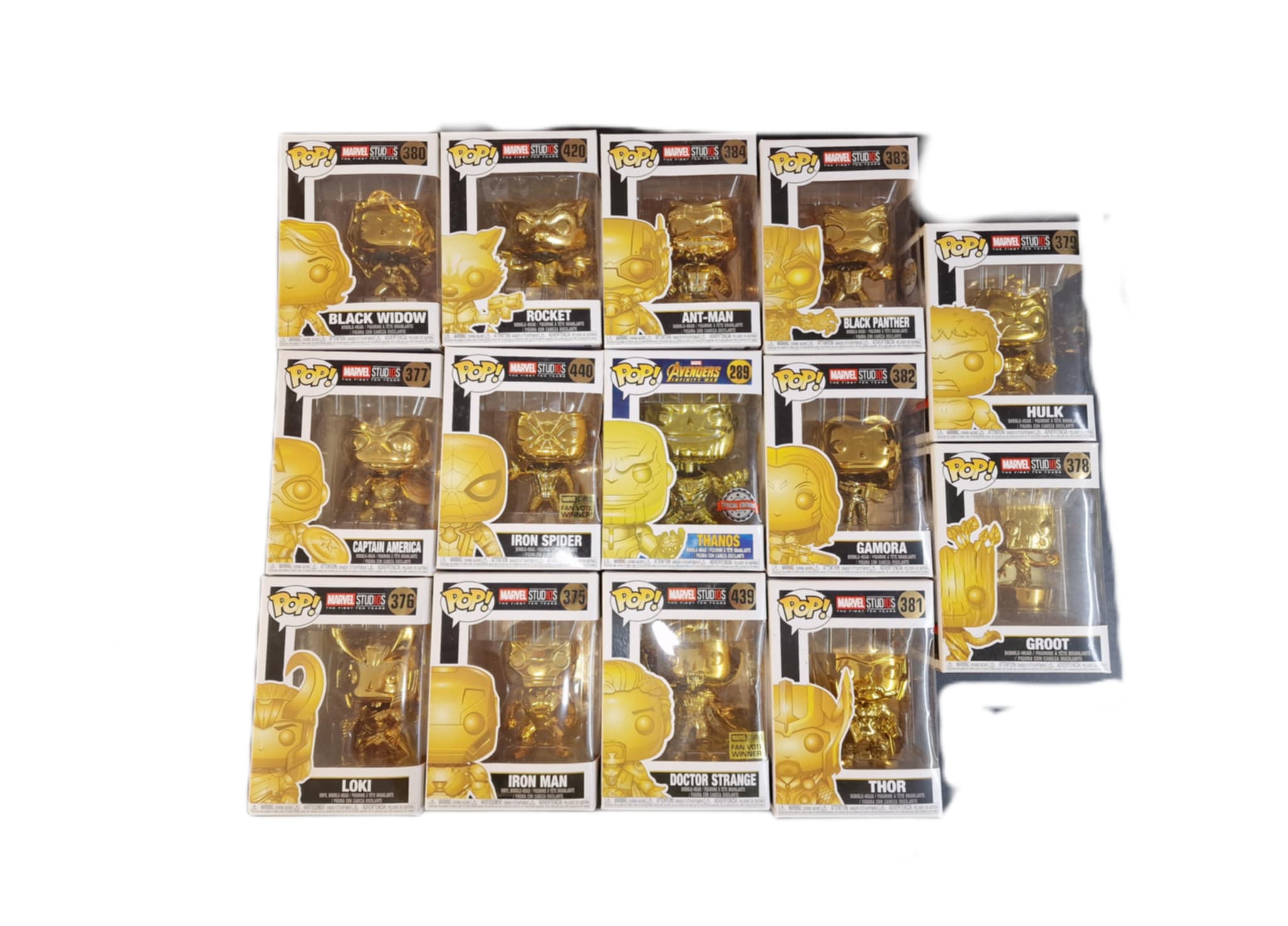 Product photo for Funko Pop! Marvel & Avengers infinity war gold bundle