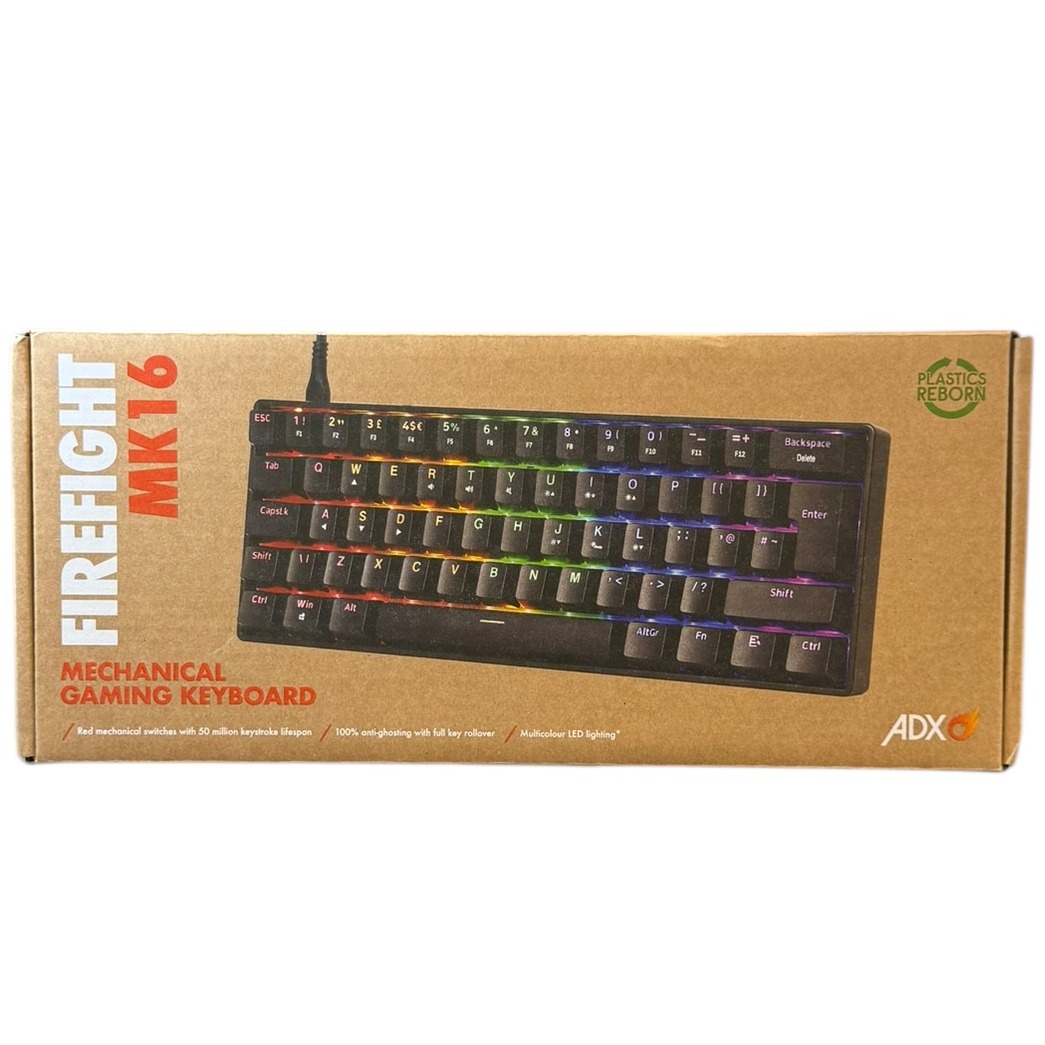 Product photo for Boxed: ADX FireFight MK16 Mechanical RGB Gaming Keyboard (Red Switches)