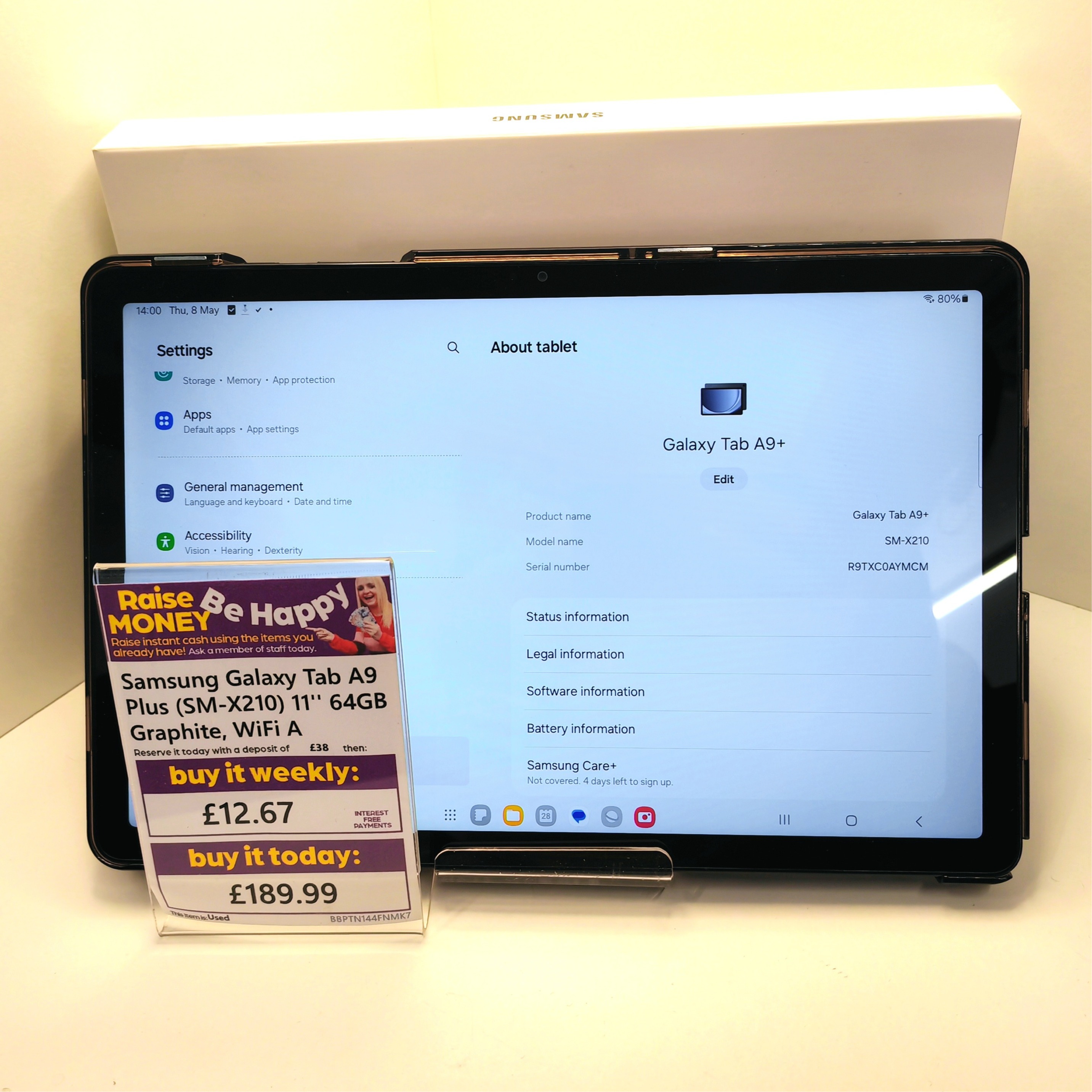Product photo for Samsung Galaxy Tab A9 Plus (SM-X210) 11'' 64GB Graphite, WiFi A