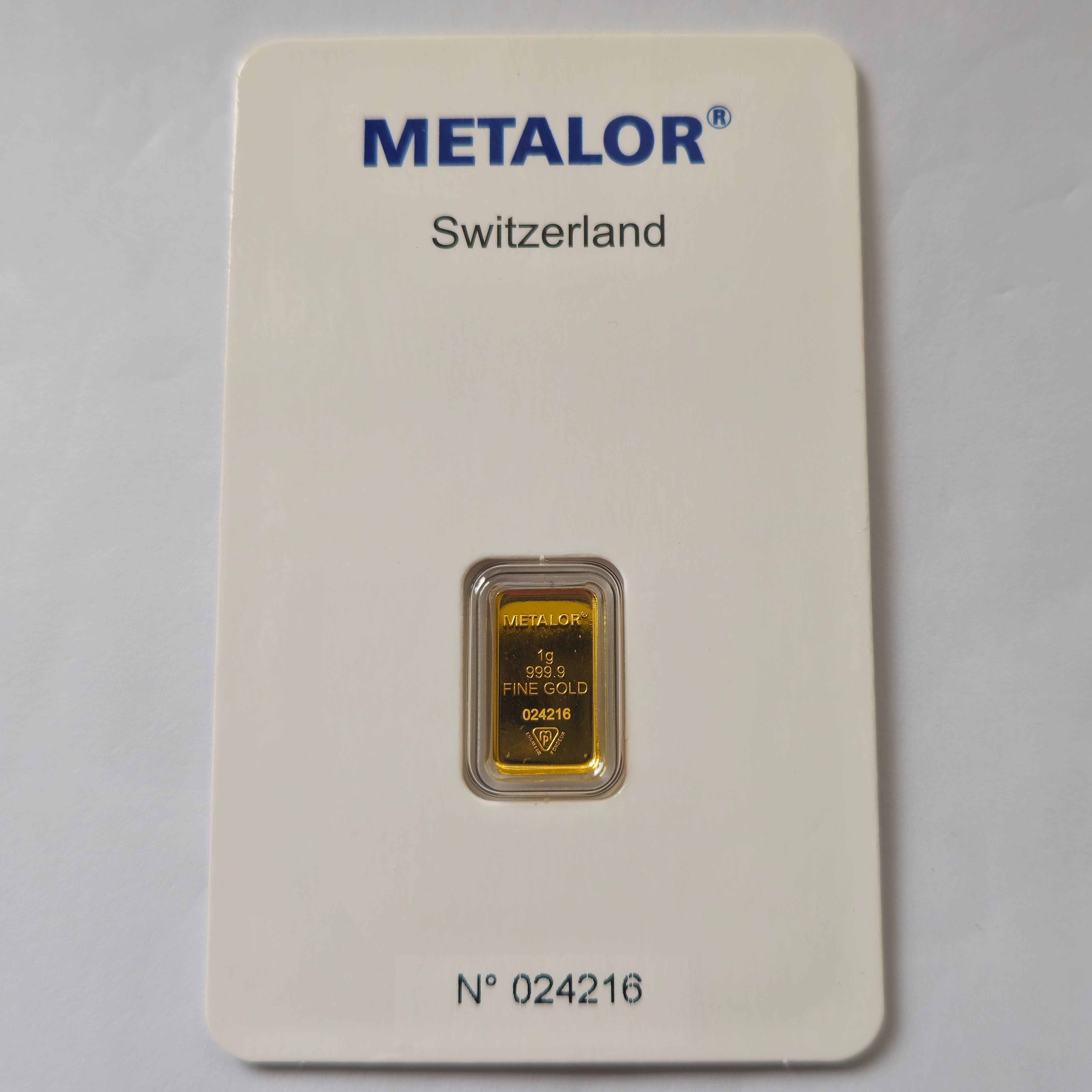 Product photo for 24ct Gold Metalor 1g Bar