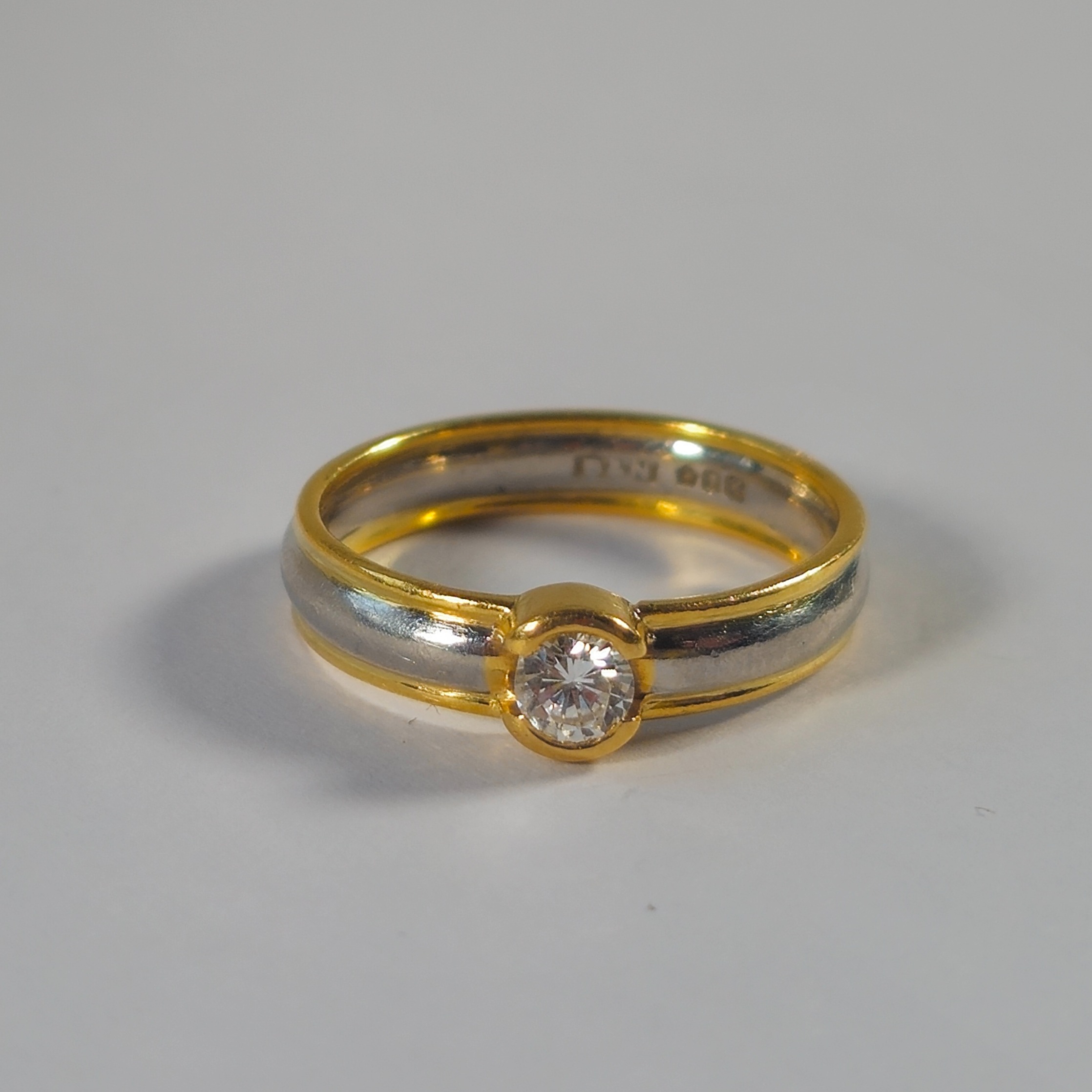 Product photo for 18ct Gold 2-Tone White Sparkly Diamond Engagement Style Ring Size M