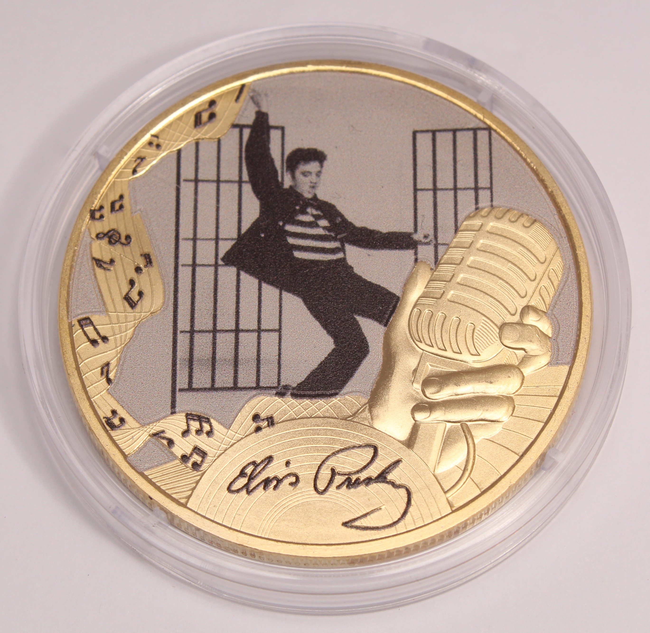 Product photo for The Official Elvis Presley Jailhouse Rock 24kt Gold Plated Coin 2021