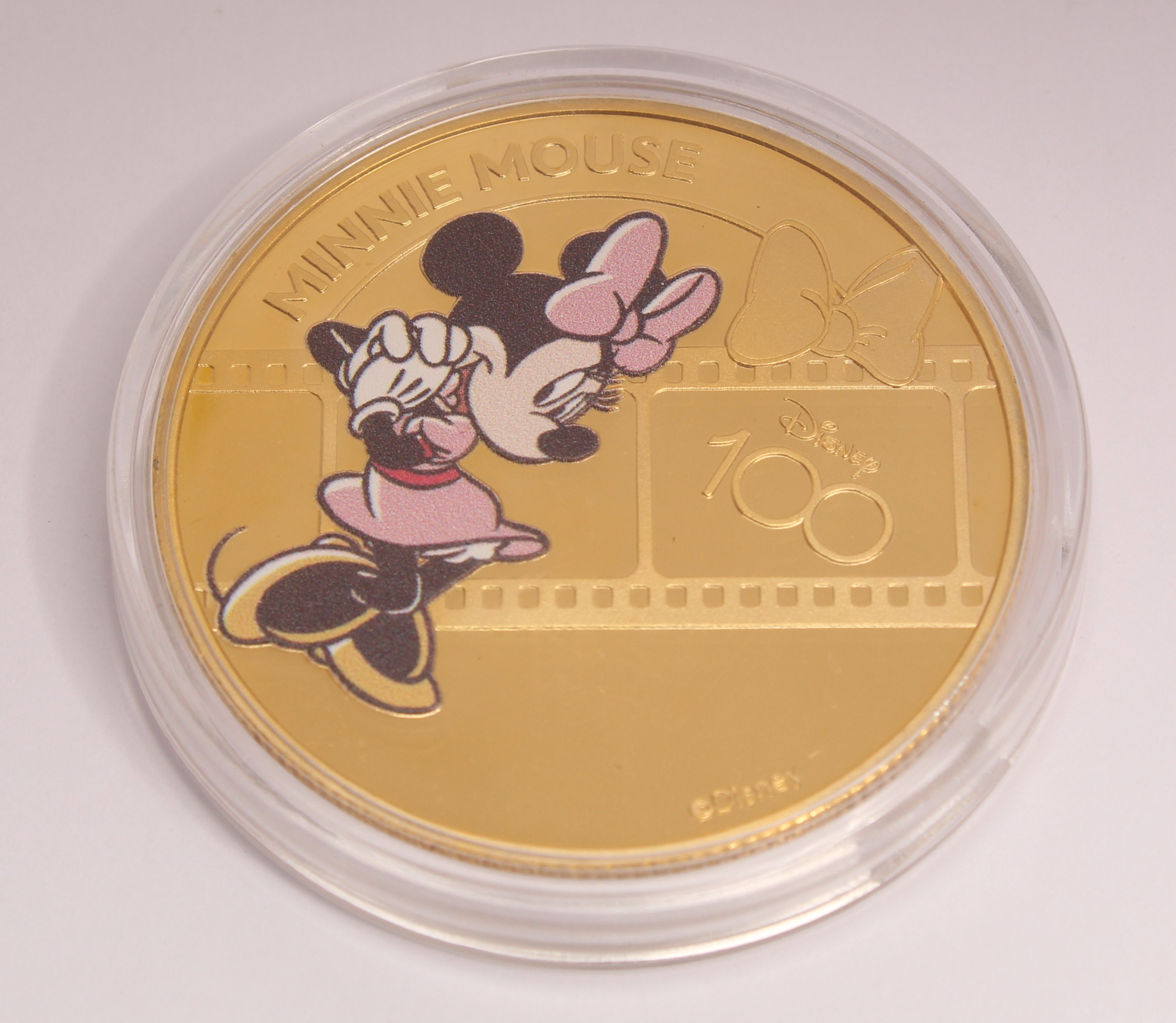 Product photo for Minnie Mouse Disney 100 24kt Gold Plated 25 Cents Coin 2023