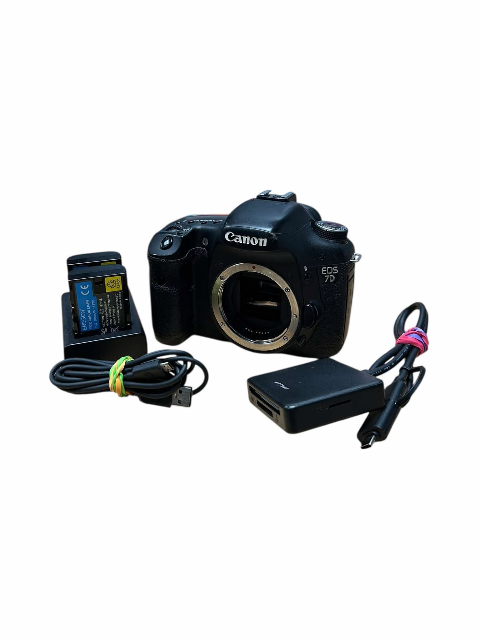 Product photo for Canon EOS 7D (Body Only) w/Charger, Spare Batteries & Card Reader