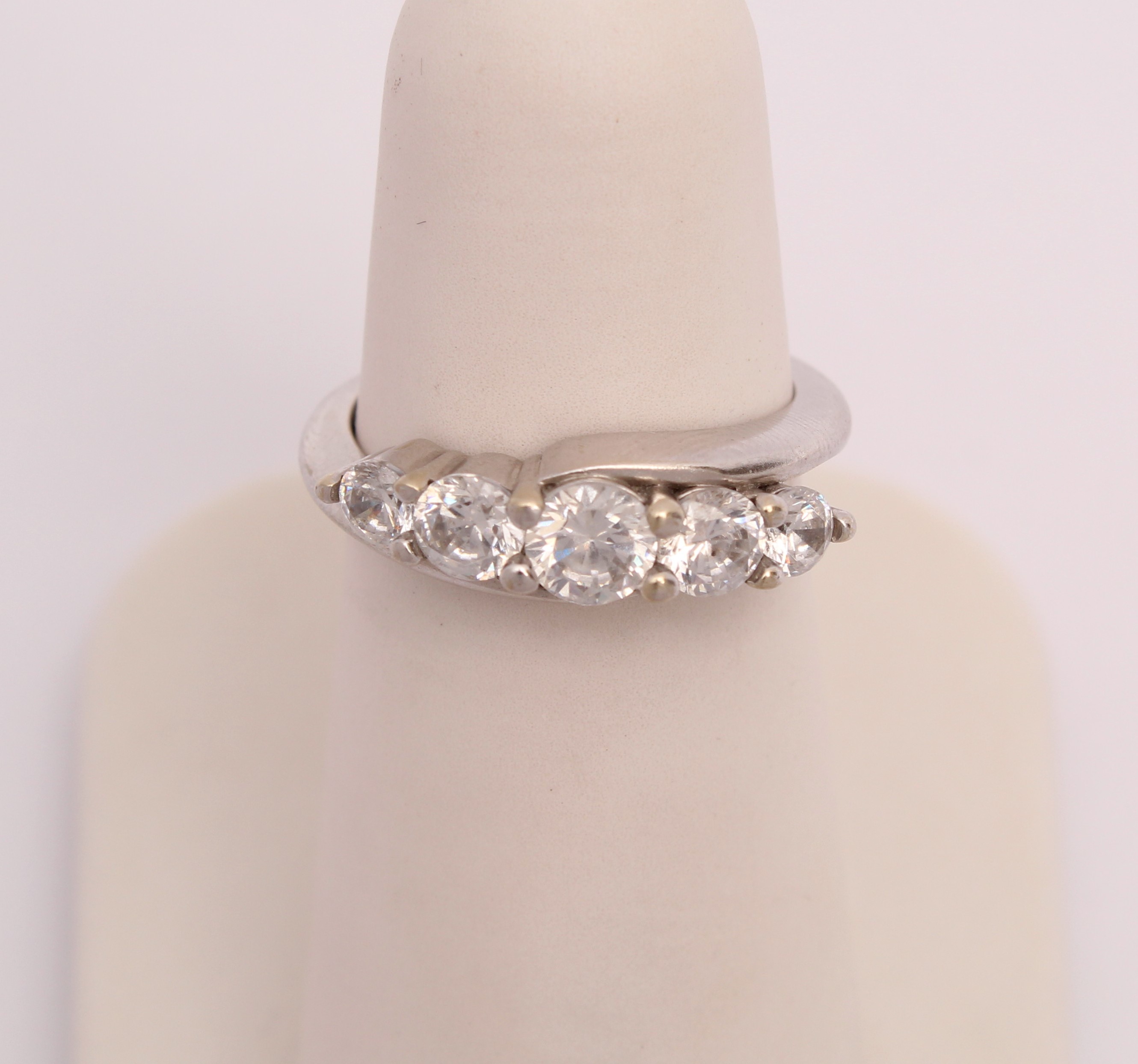 Product photo for 9ct White Gold Five Stone Anniversary Ring - UK Size L