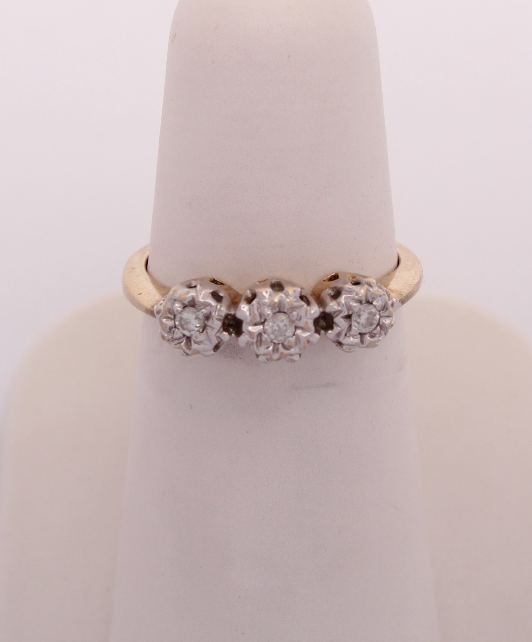 Product photo for 9ct Yellow Gold Three Stone Trilogy Ring - UK Size M