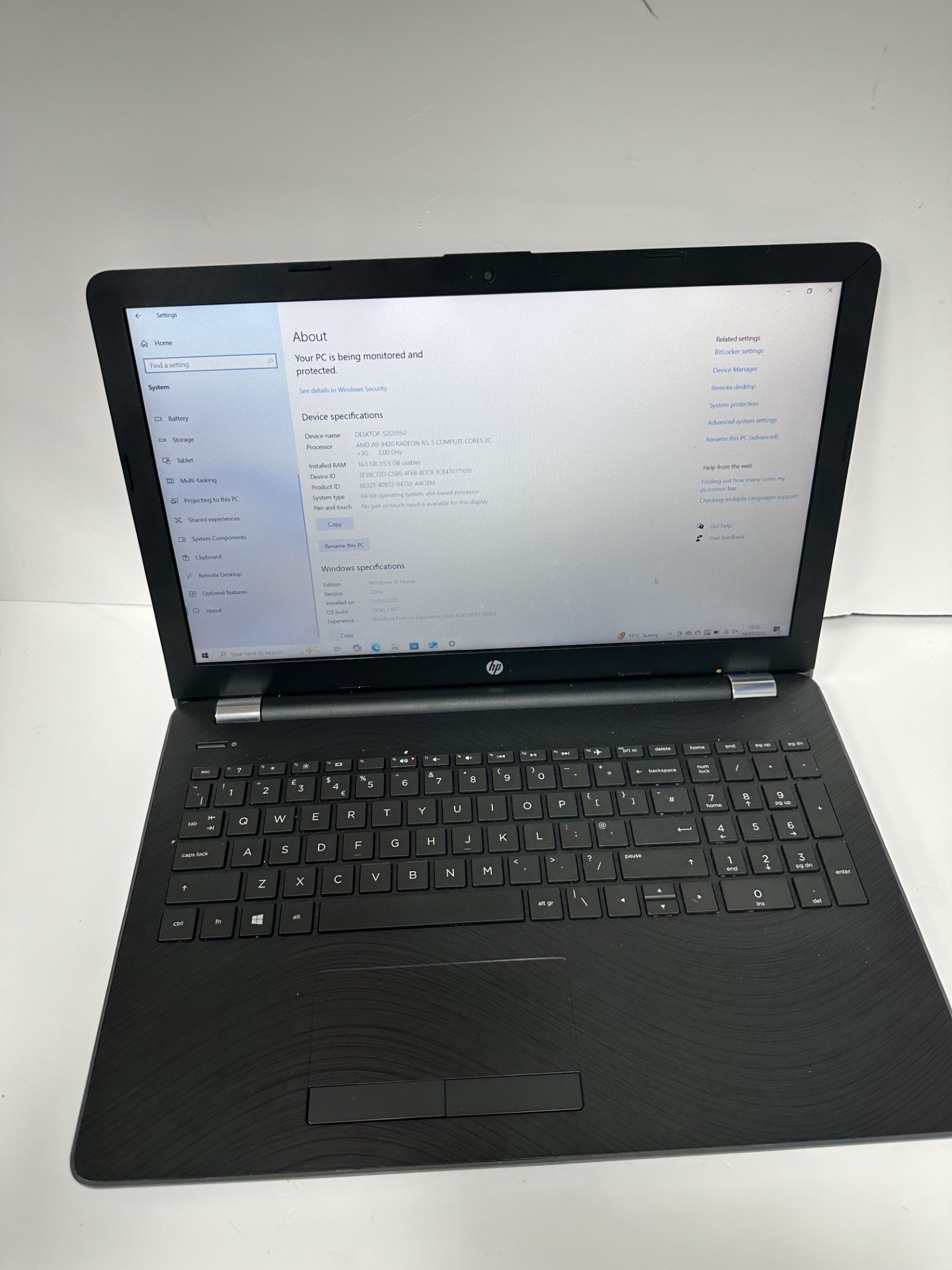 Product photo for HP 15 AMD A9-9420 RADEON R5 5 COMPUTE CORES 2C+3G 3.00GHz 16GB RAM WINDOWS 10 128GB SSD GREY UNBOXED