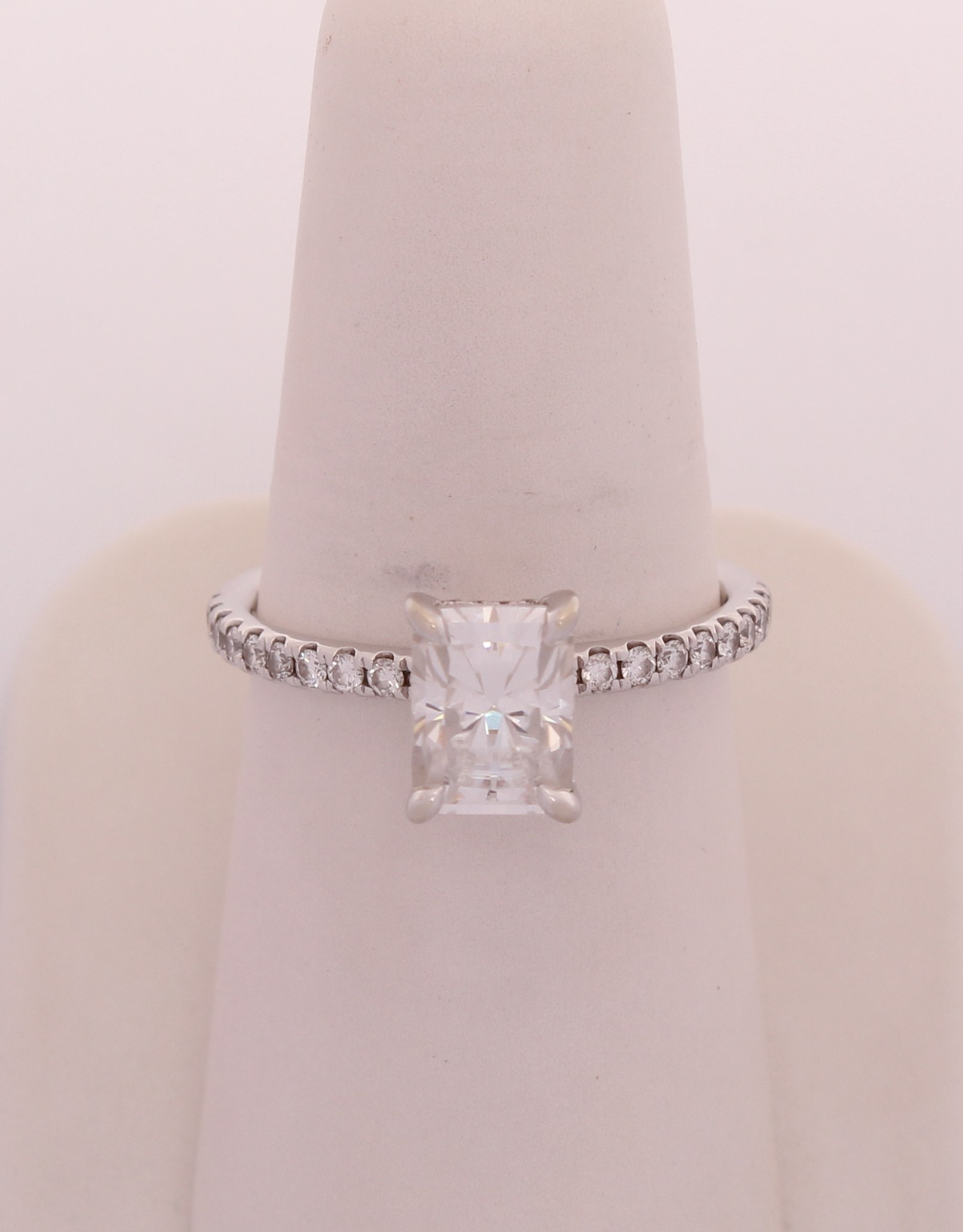 Product photo for 9ct White Gold Rectangular Cut Stone Solitaire Engagement Ring - UK Size Q