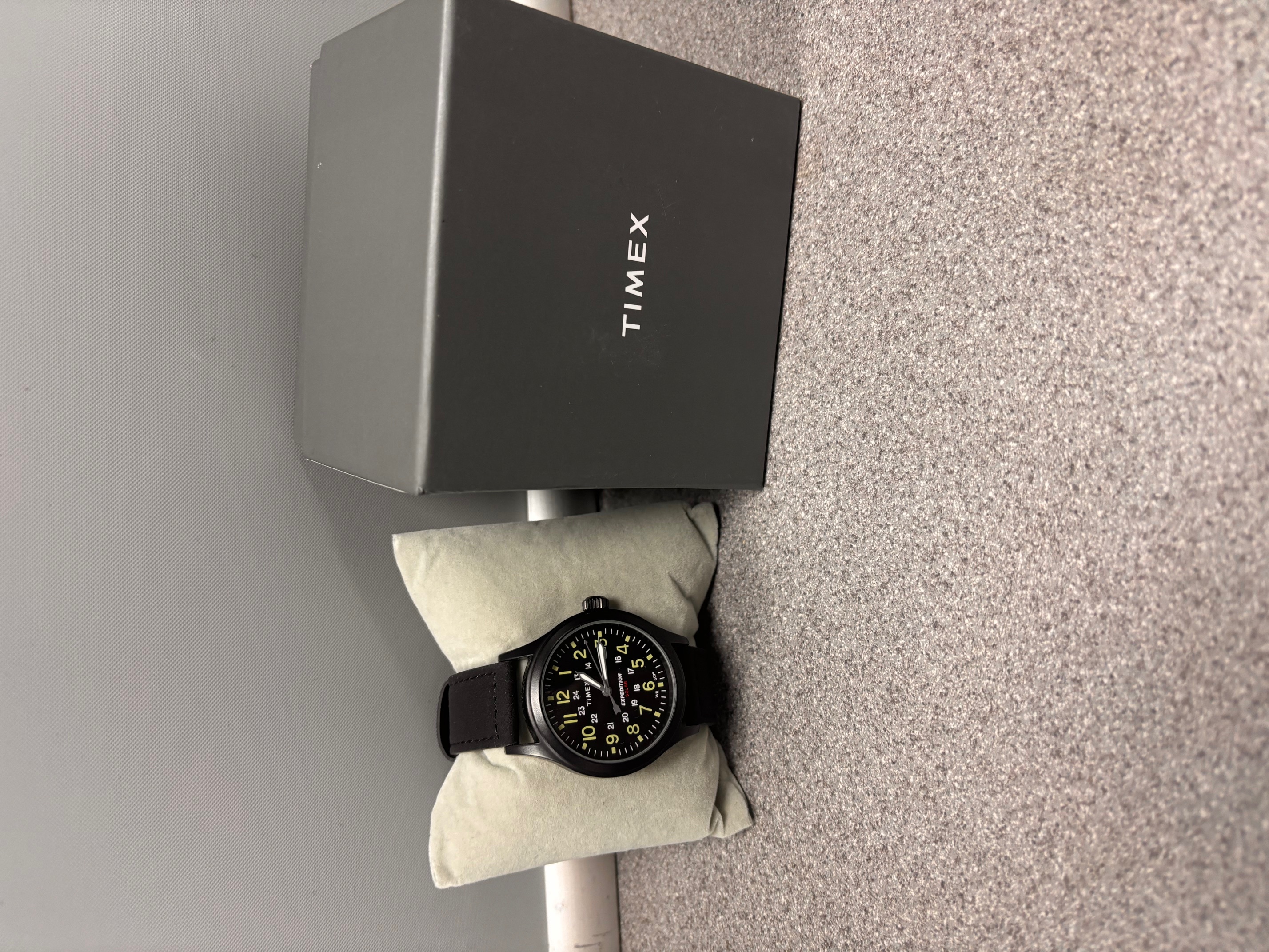 Product photo for Timex  timex watch boxed green and black with leather strap