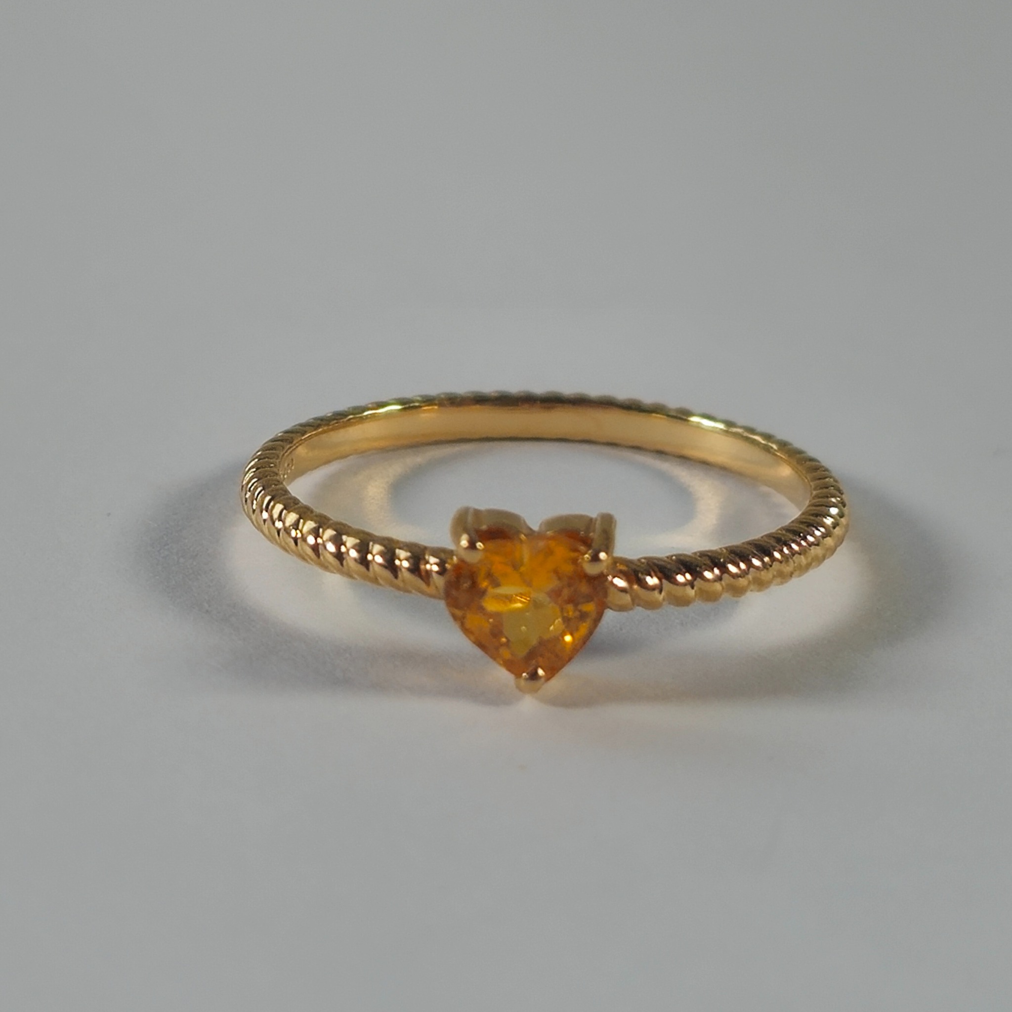 Product photo for 9ct Gold Yellow Heart Twisted Rope Band Solitaire Engagement Ring Size M1/2