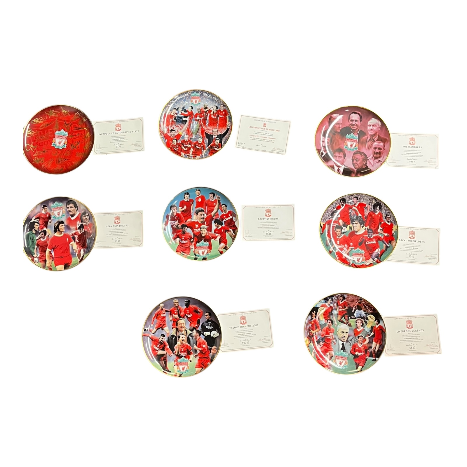 Product photo for Liverpool FC Porcelain Collector Plates – Set of 8 with Certificates