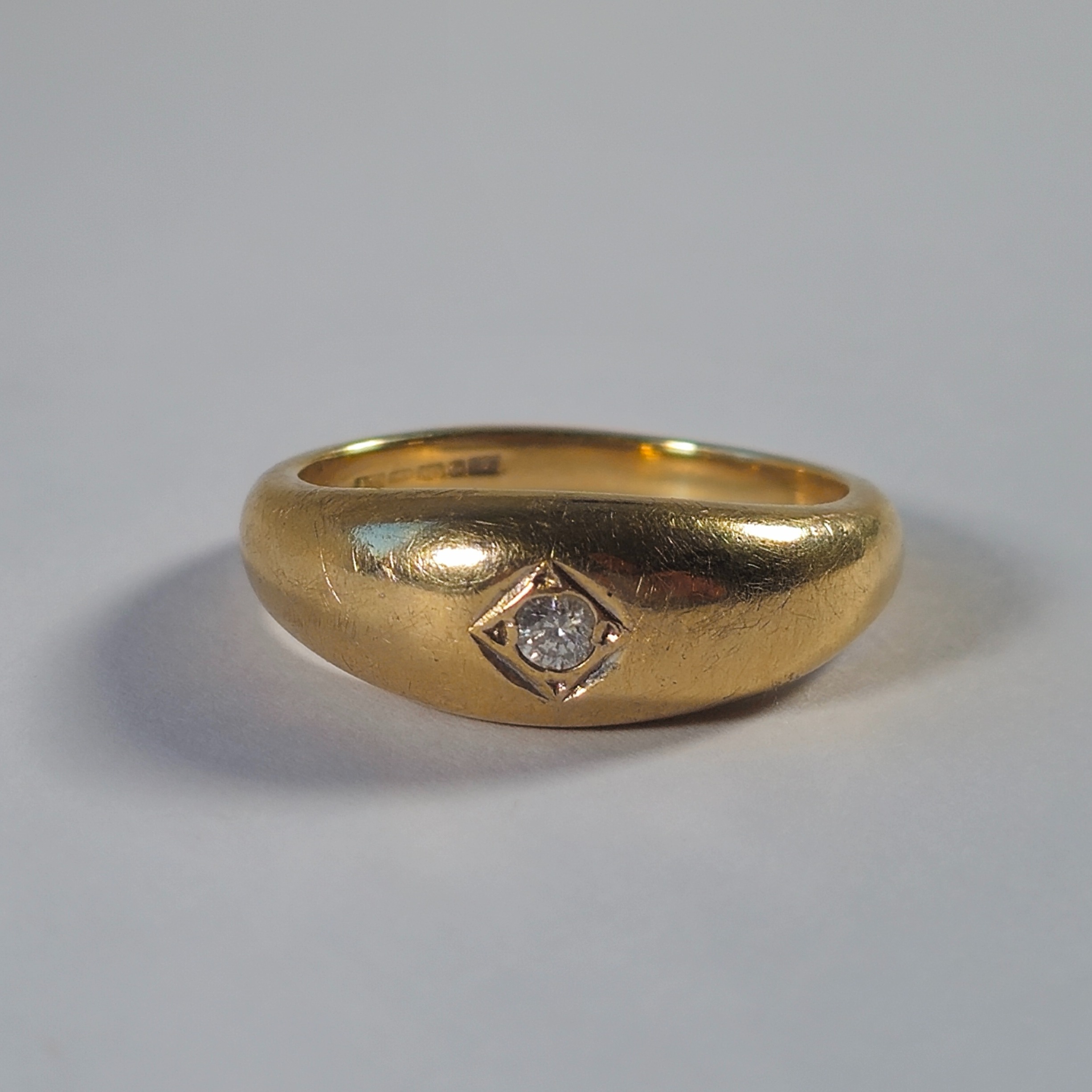 Product photo for 9ct Gold Diamond Gypsy Style Ring Size P1/2