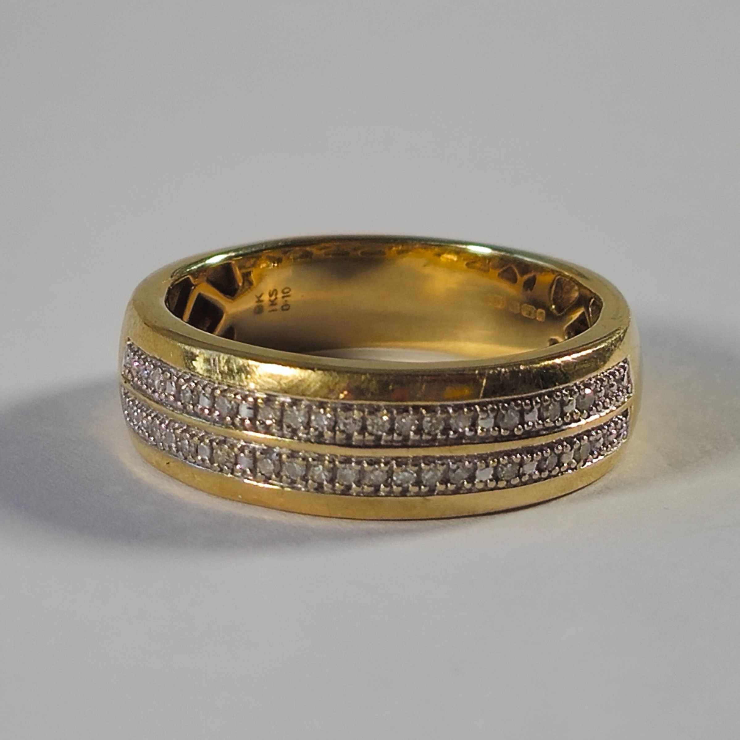 Product photo for 9ct Gold 0.10ct Tiny Diamond Half Band Ring Size P1/2