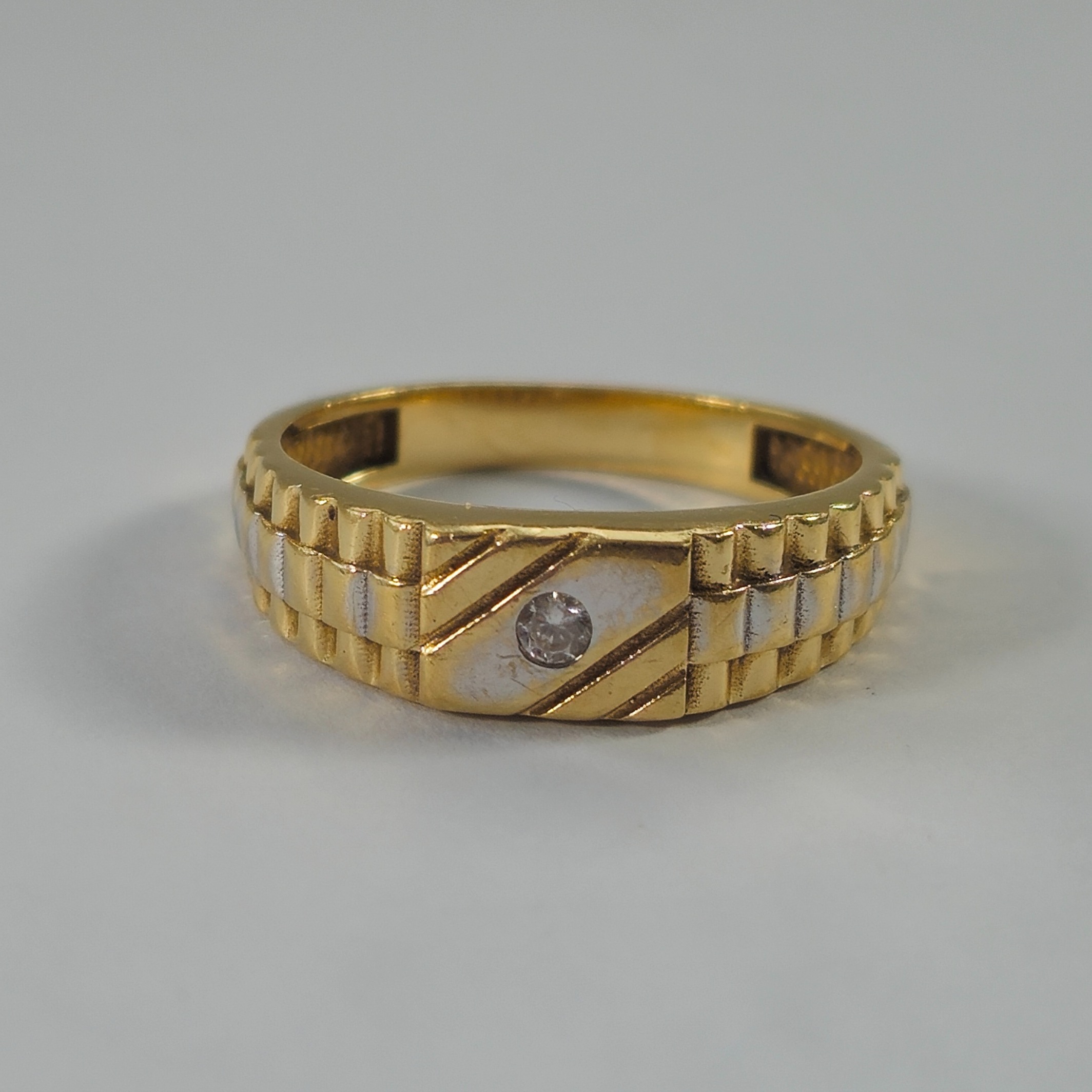 Product photo for 14ct Gold *CZ* Rolex Style Ring Size T