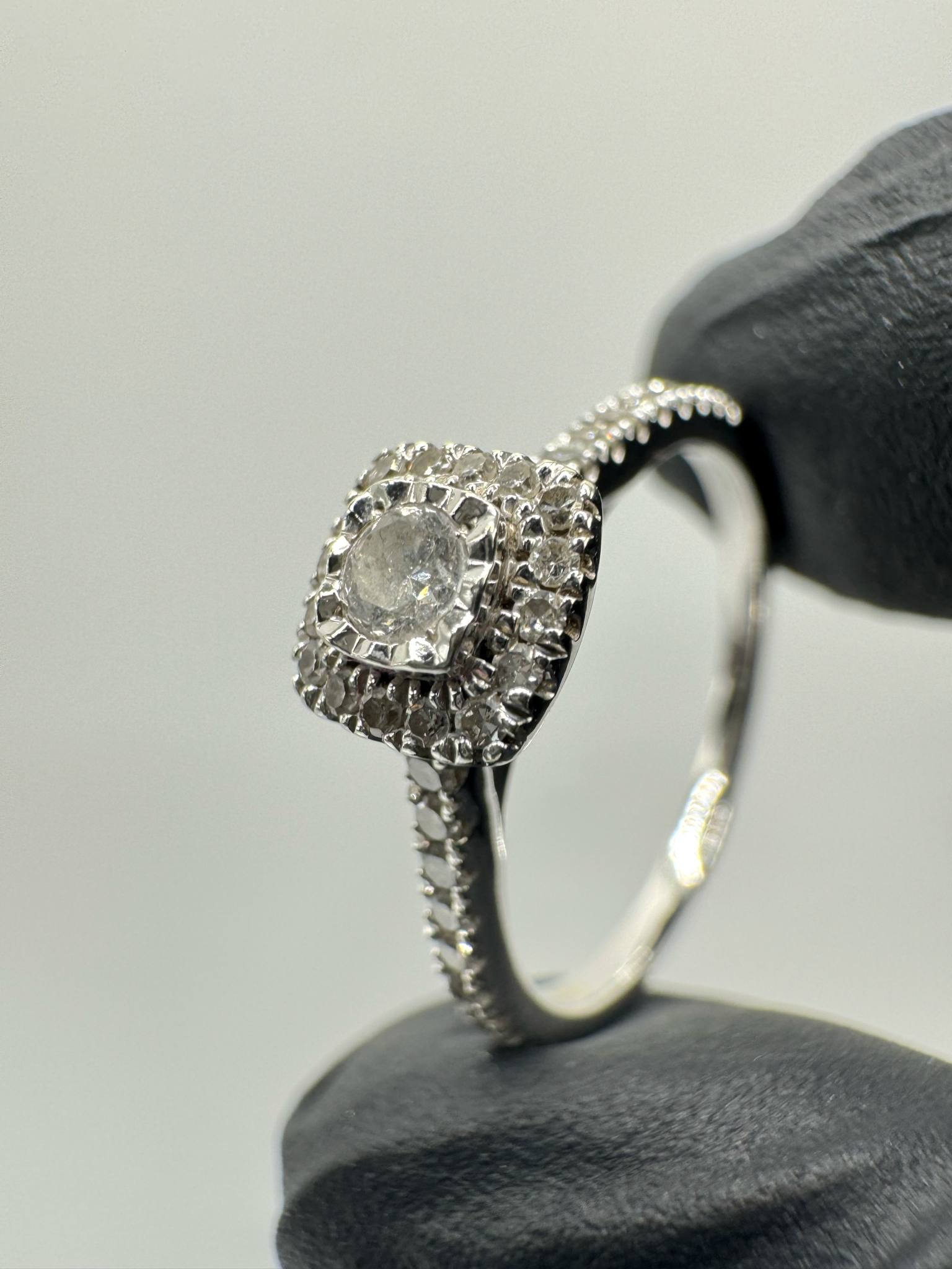 Product photo for 9ct White Gold Diamond Halo Cluster Ring