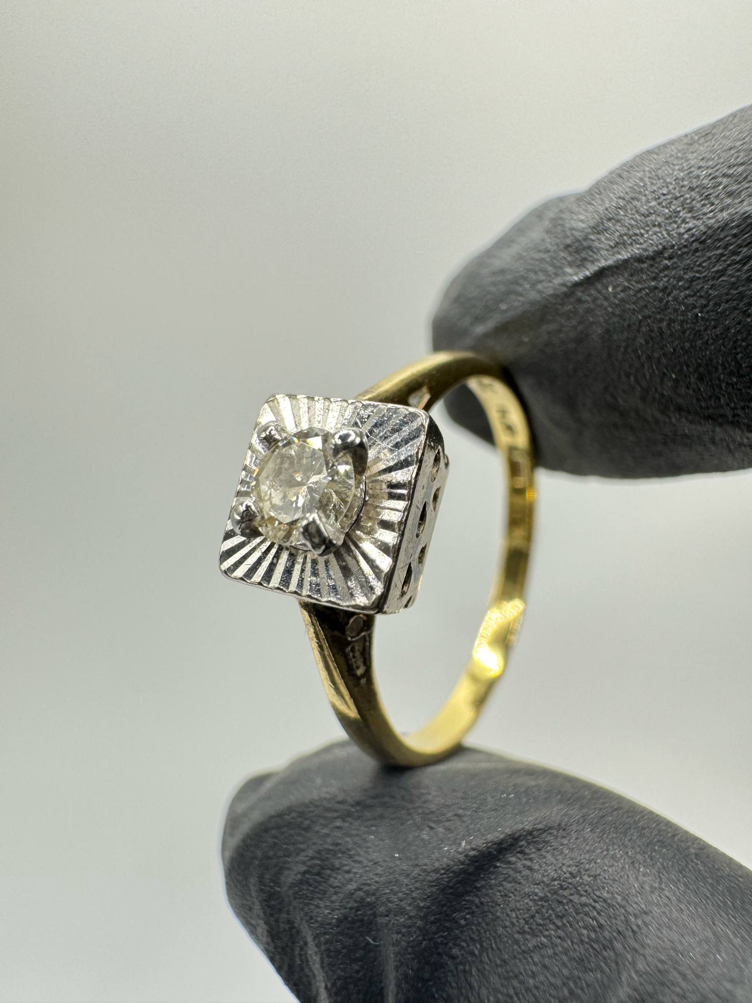 Product photo for 18ct & Platinum Sunburst Solitaire Diamond Ring