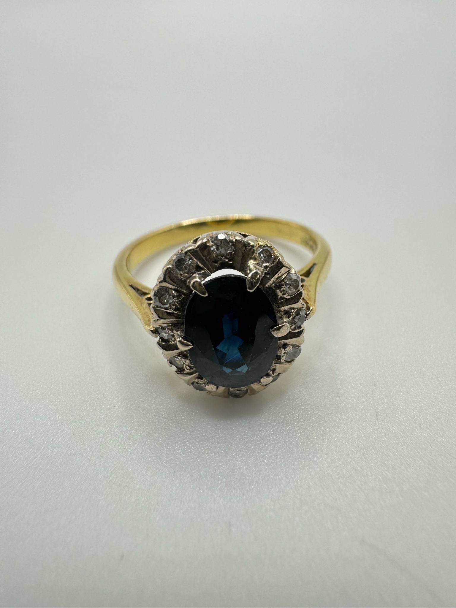 Product photo for 18ct Large Sapphire & Diamond Cluster Ring