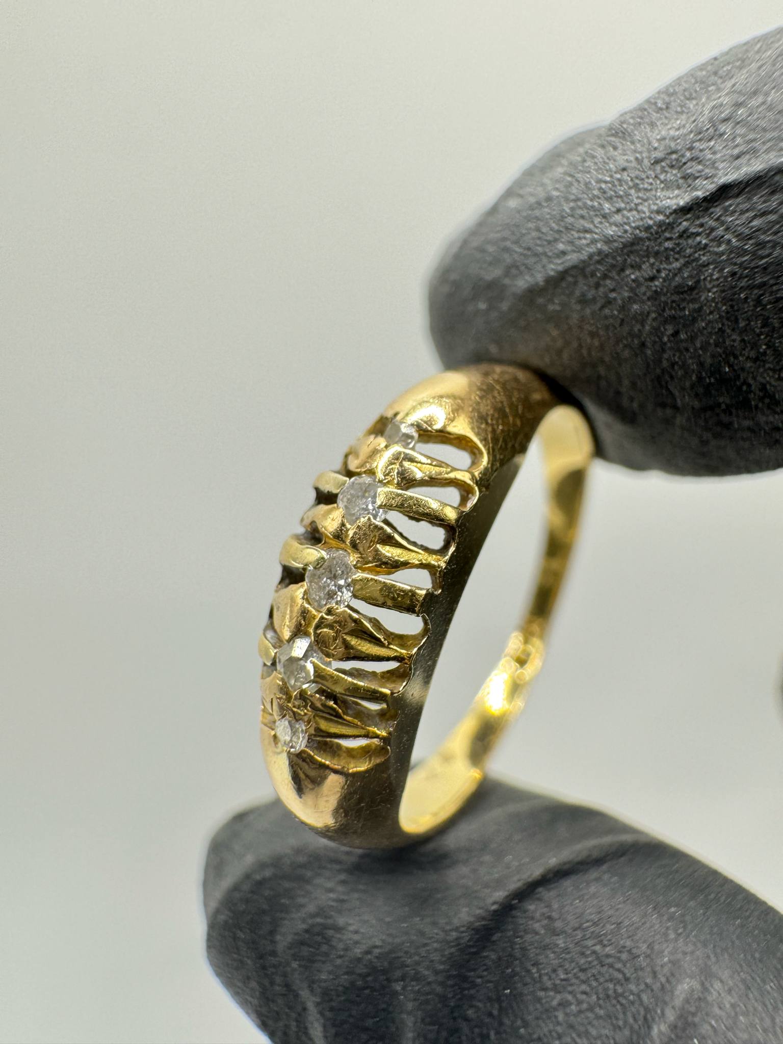 Product photo for 18ct Gold Vintage Five Stone Diamond Ring with Appraisal Sheet