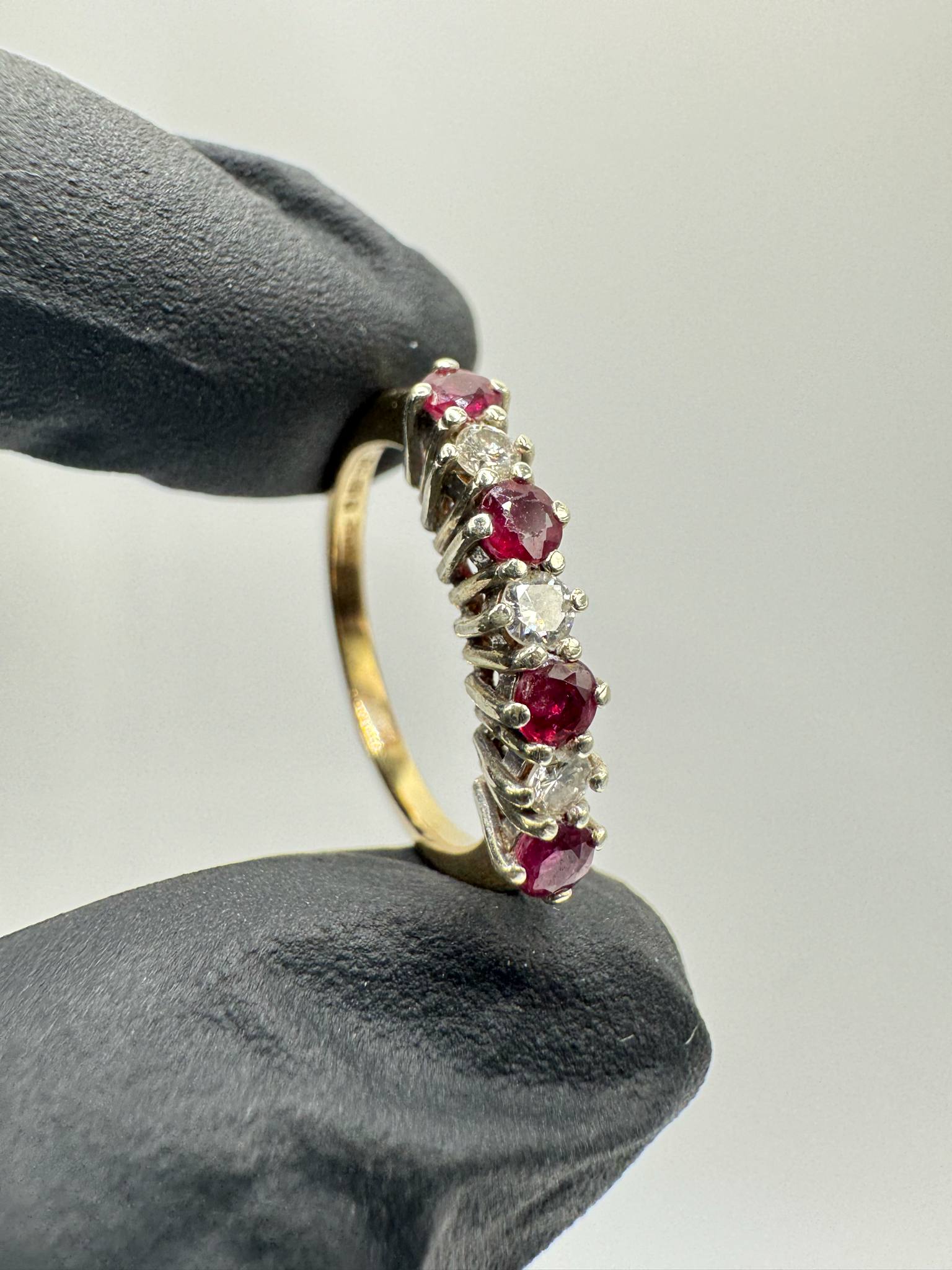 Product photo for 9ct Ruby & Diamond Half Eternity Ring