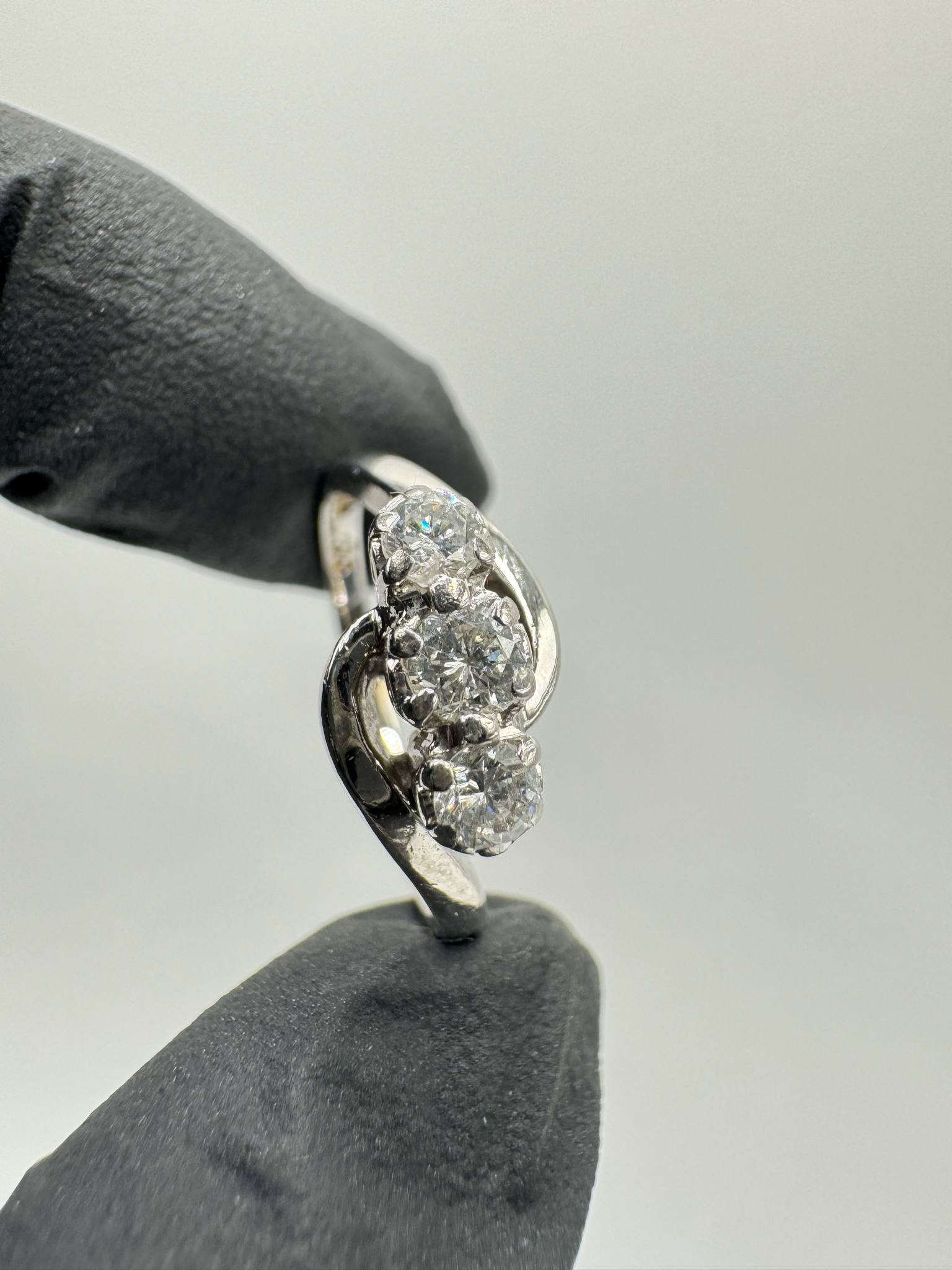 Product photo for 18ct White Gold Three Diamond Cross Over Ring