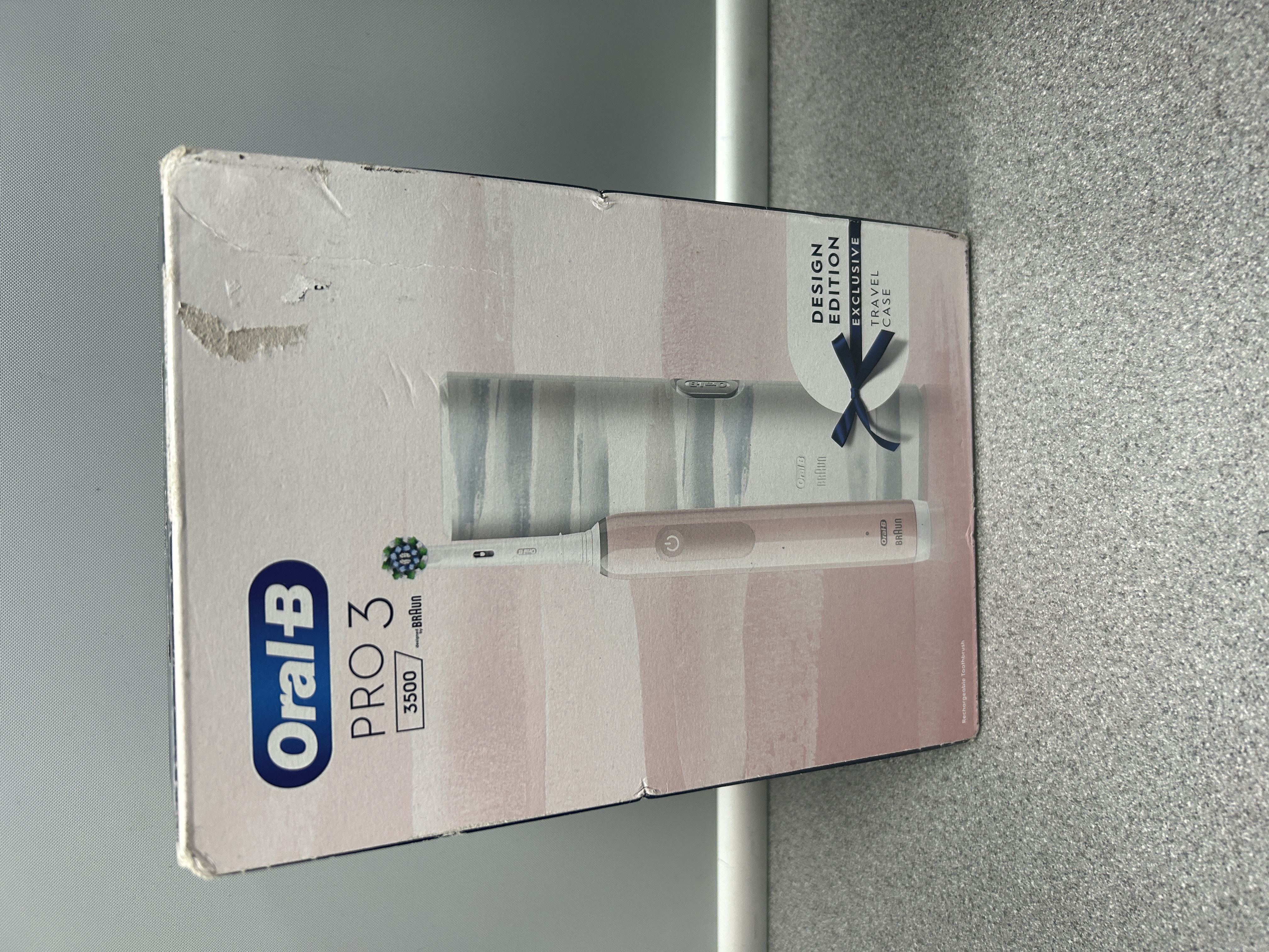 Product photo for oral b oral b pro series 3500 pink exclusive travel case boxed