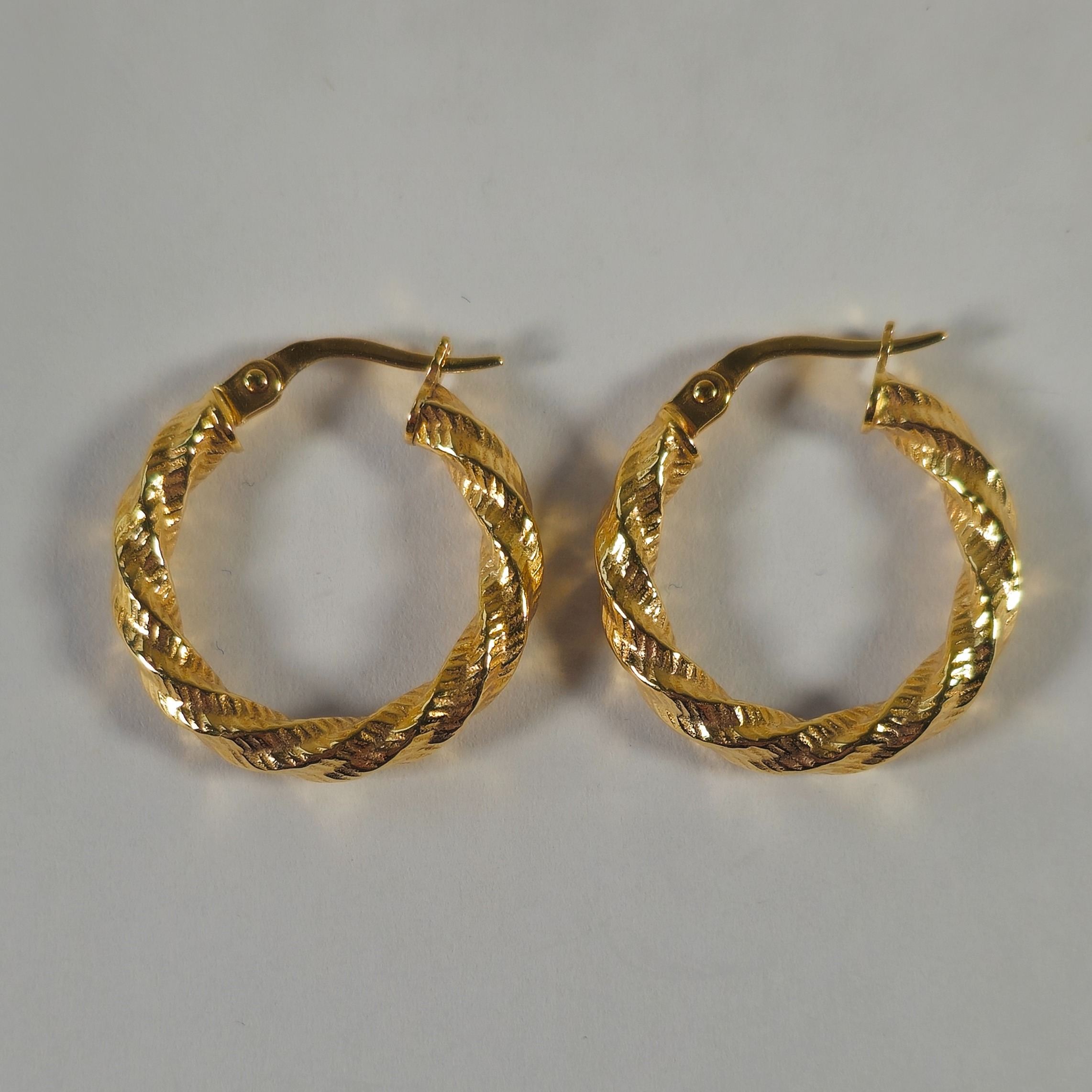Product photo for 9ct Gold Twisted Round Hoop Earrings