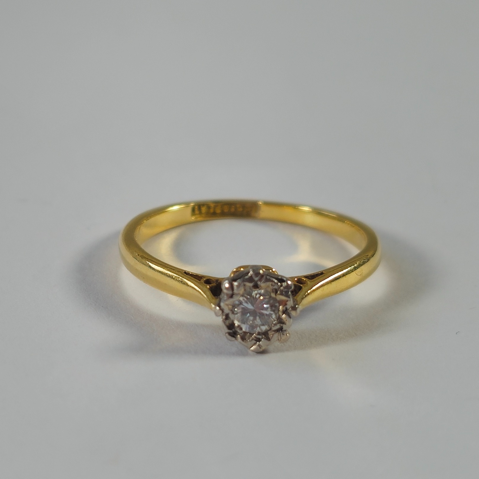 Product photo for 18ct Gold Diamond Bezel Flower Vintage Engagement Ring Size K1/2