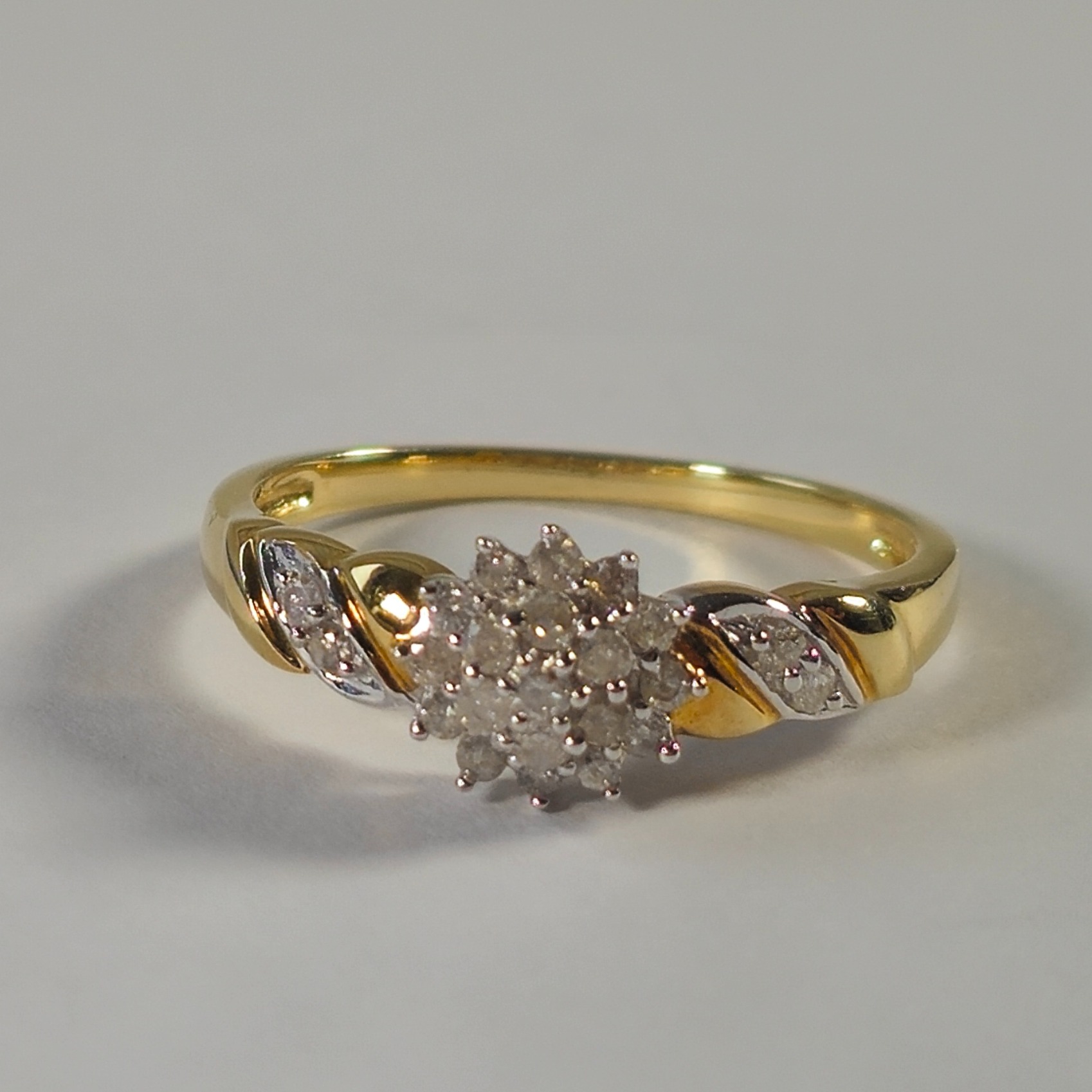 Product photo for 9ct Gold Diamond Dahlia Flower Ring Size O