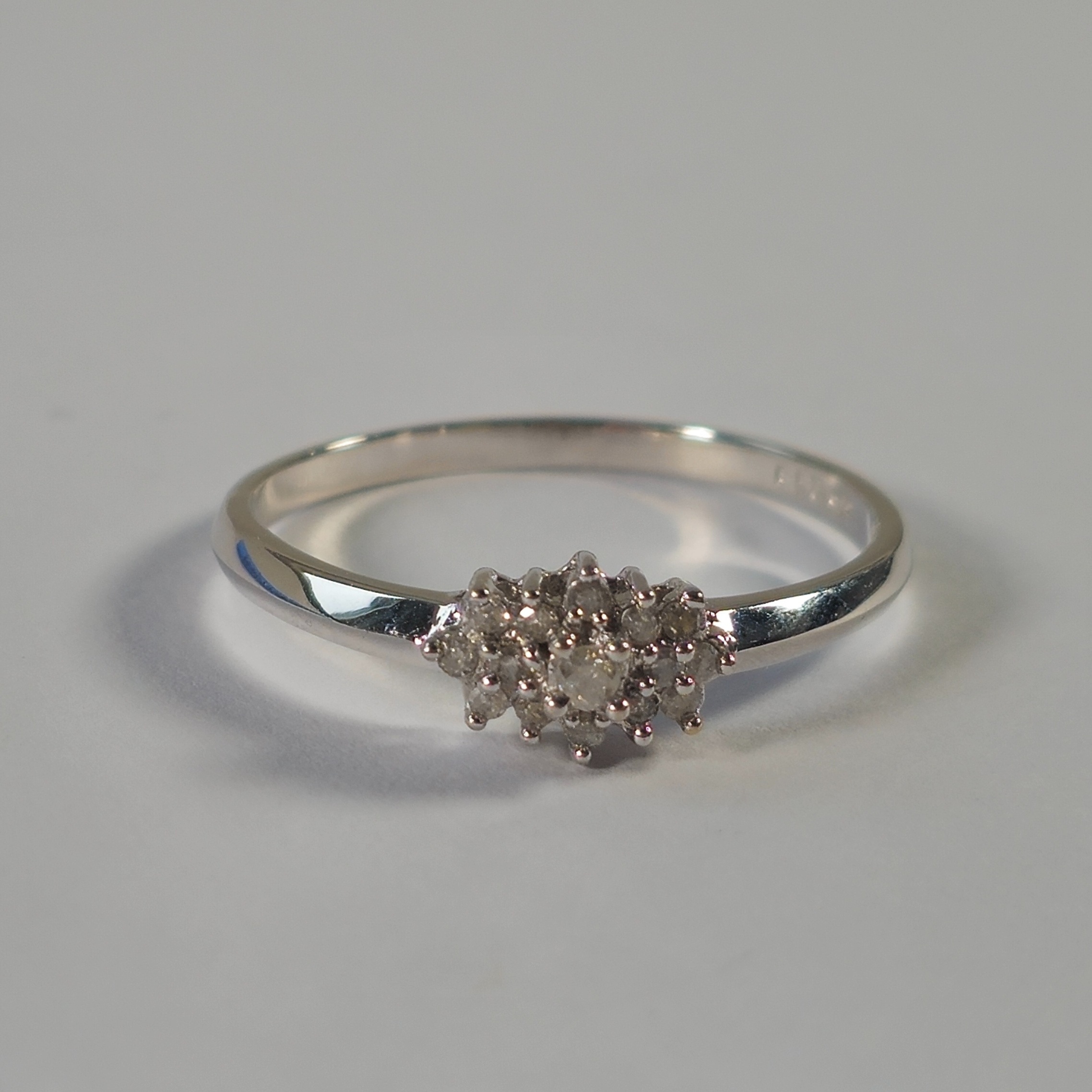 Product photo for 9ct Gold White 0.15ct Diamond Boat Cluster Style Ring Size T1/2