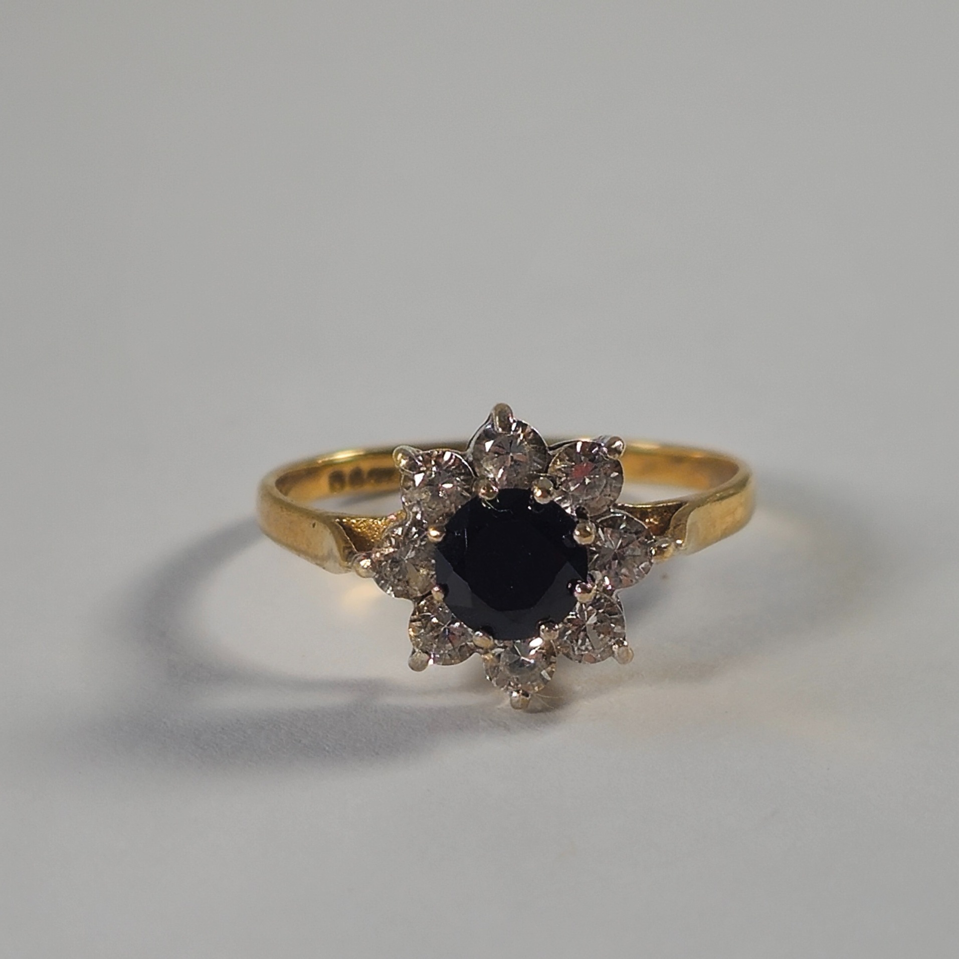 Product photo for 9ct Gold Sapphire & *CZ* Flower Ring Size L1/2