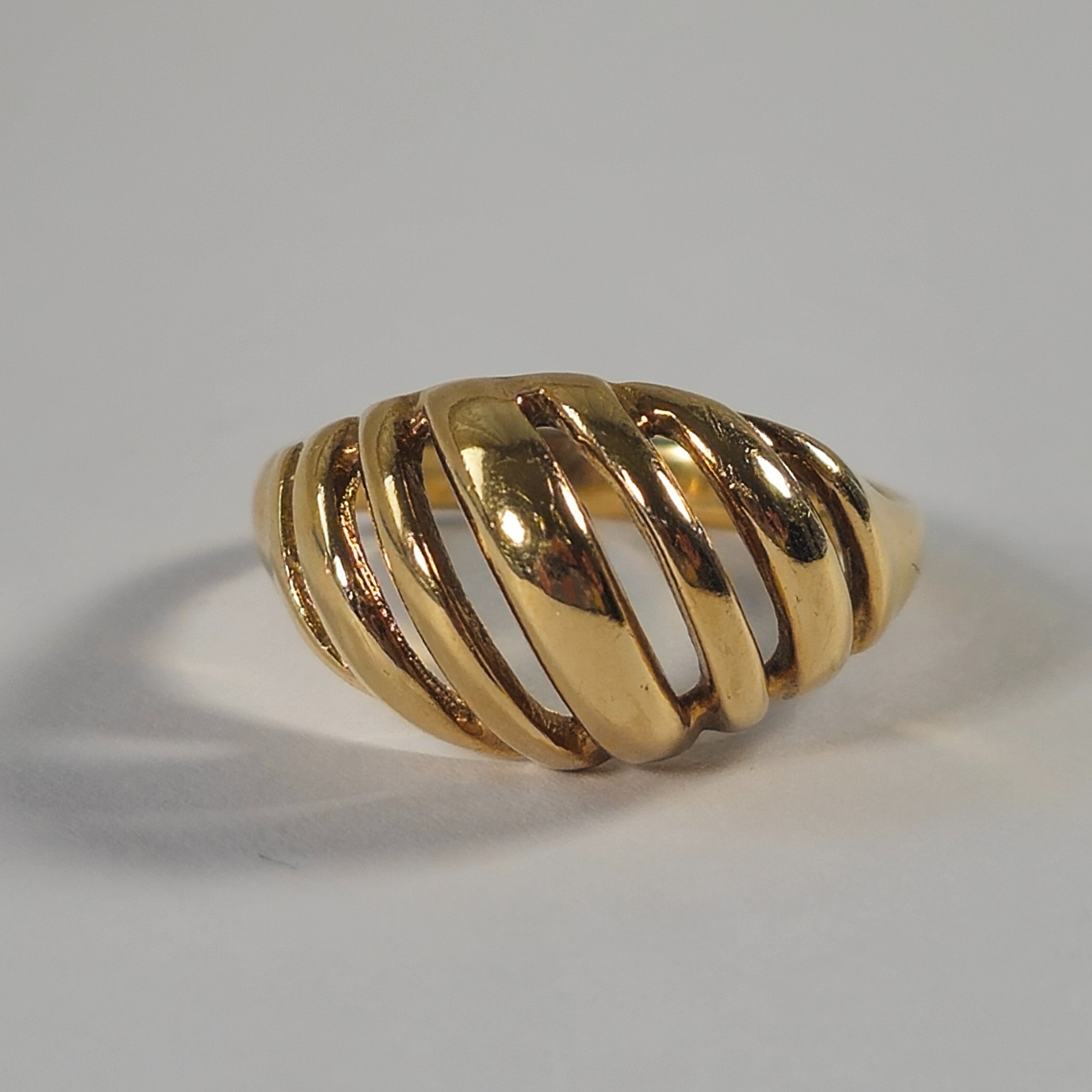 Product photo for 9ct Gold Stripe Style Dome Ring Size L1/2