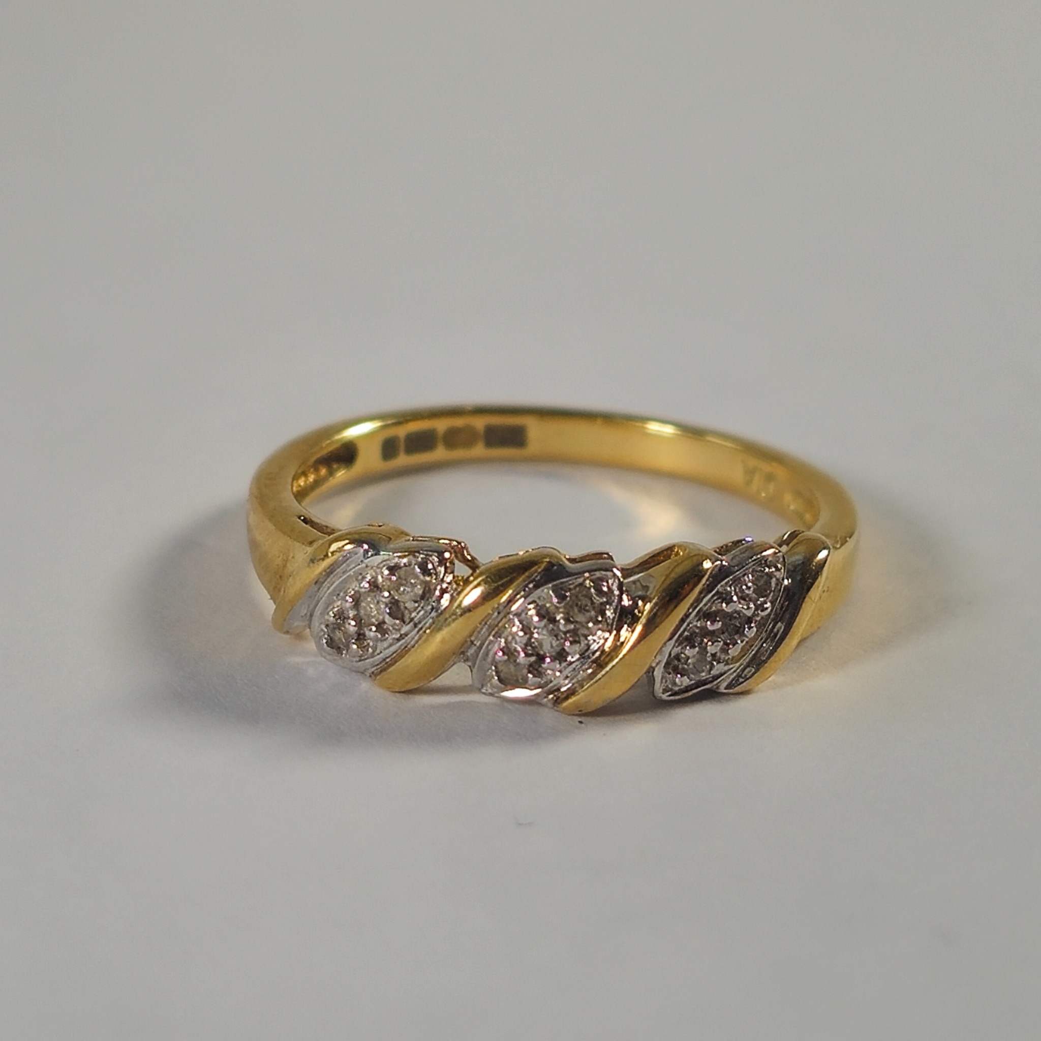 Product photo for 9ct Gold Diamond Marquise Shape Half Band Ring Size L1/2