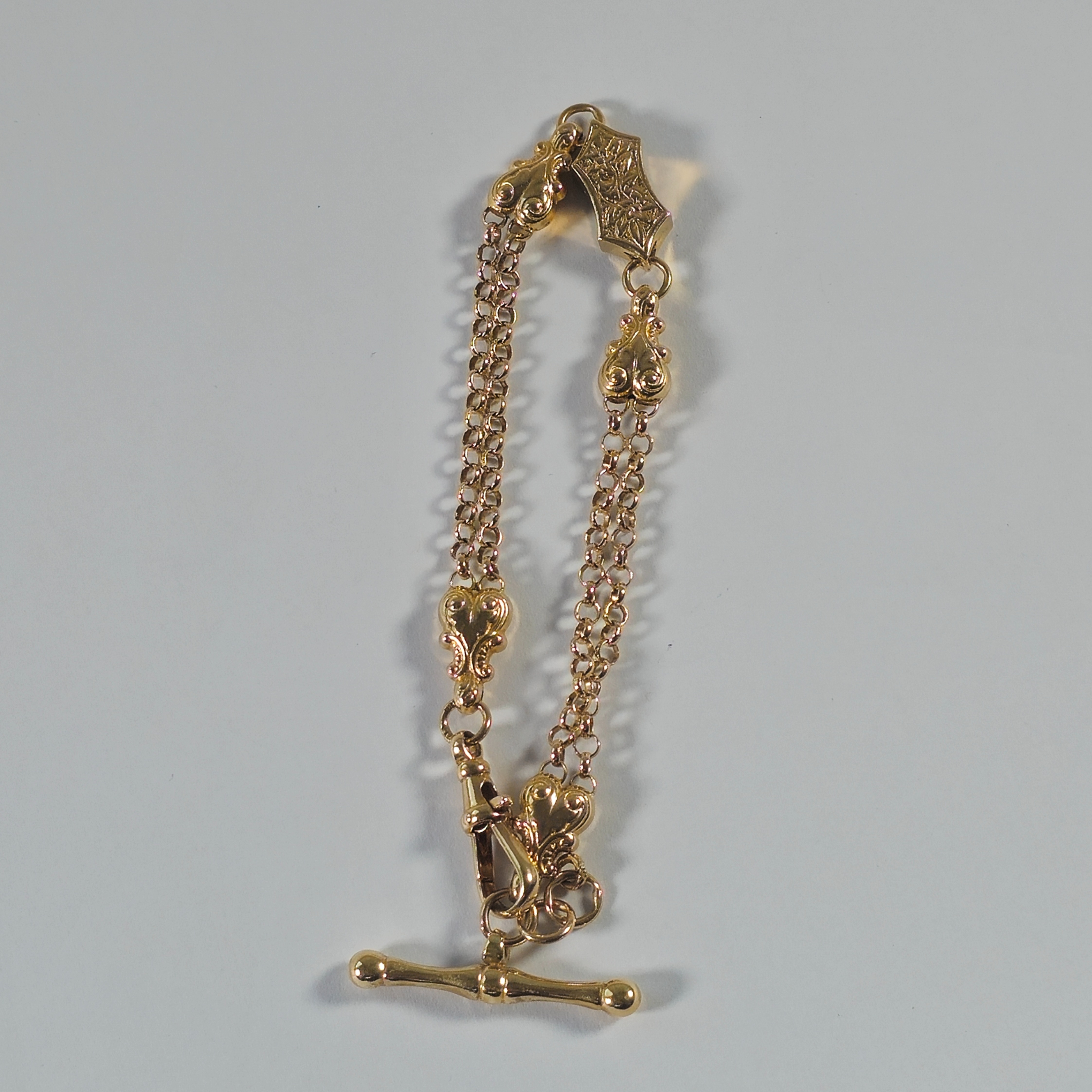 Product photo for 9ct Gold Albertina Style T-bar Bracelet 7.6