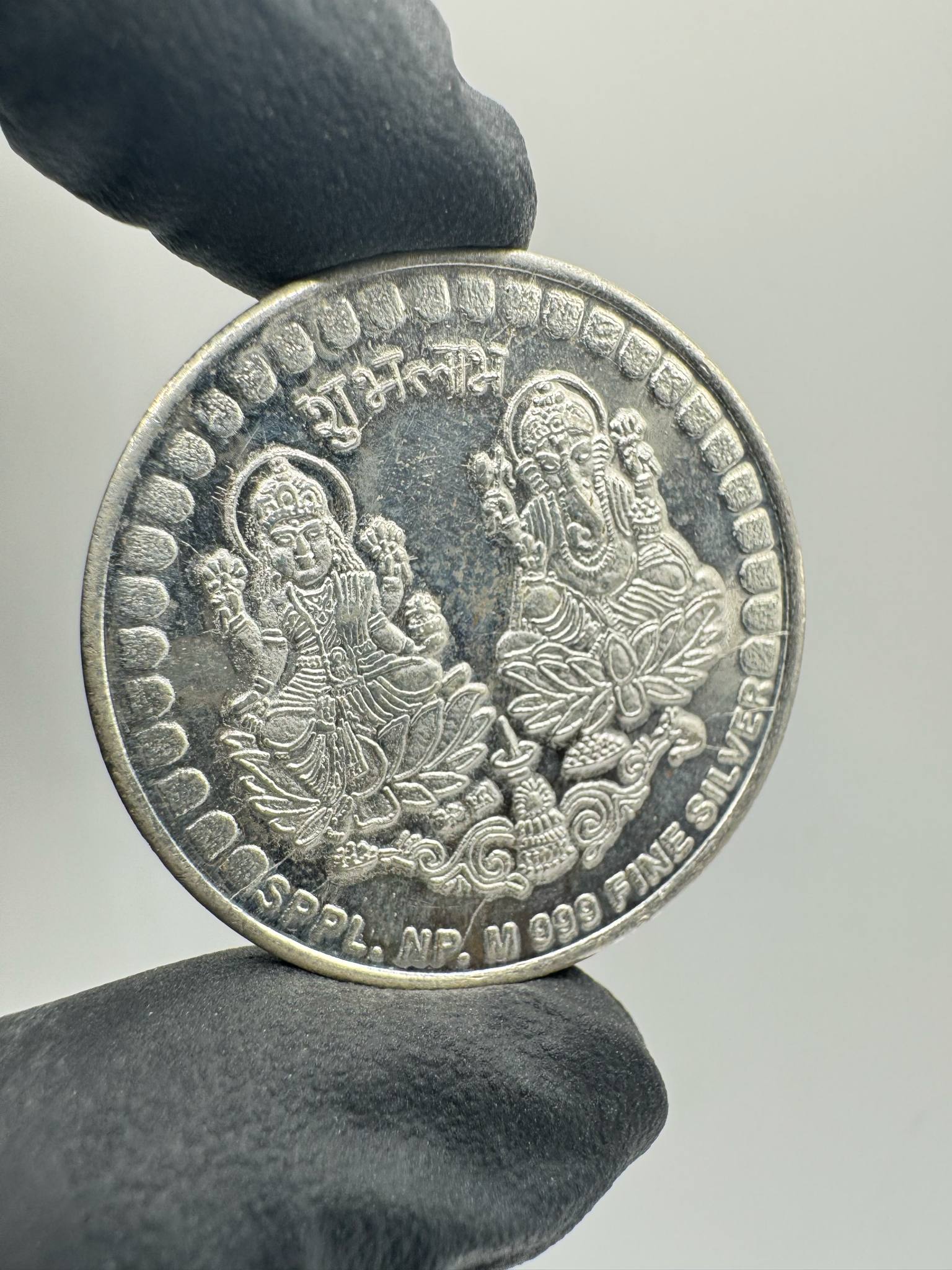 Product photo for Fine Silver 999. Laxmi Ganapati Coin