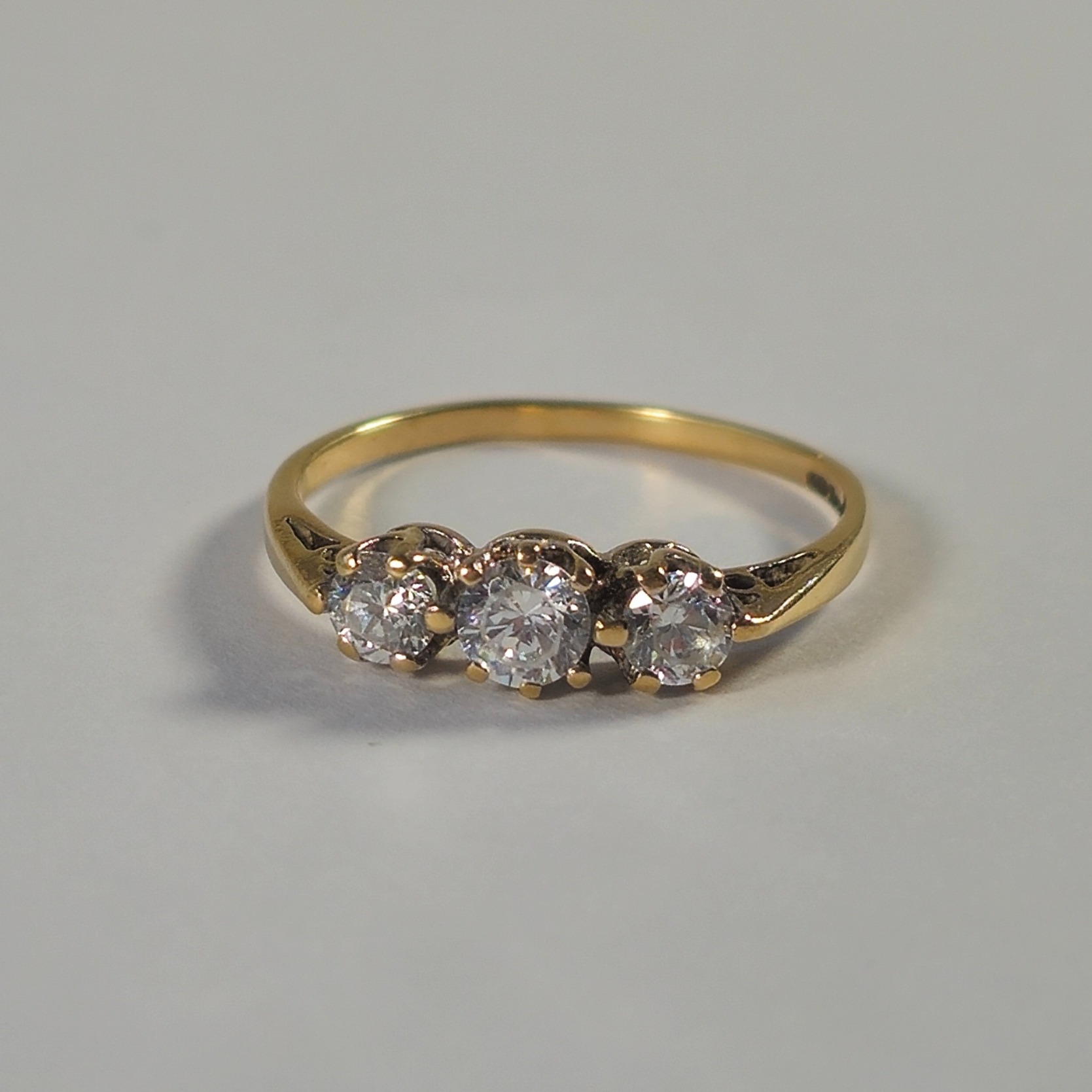 Product photo for 9ct Gold *CZ* Trilogy Ring Size K
