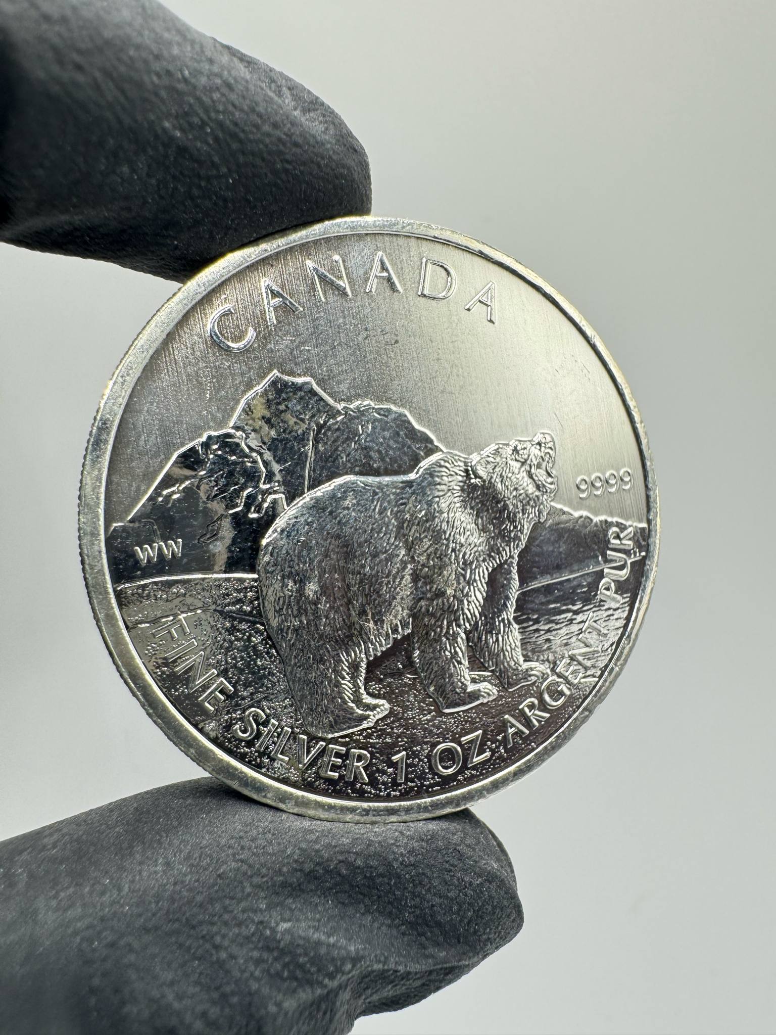 Product photo for Silver 1oz Canada Grizzly Bear 2011 Coin