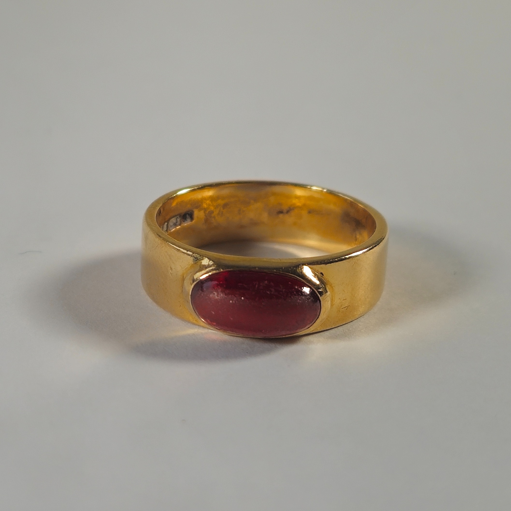 Product photo for 9ct Gold Red Stone Band Ring Size L