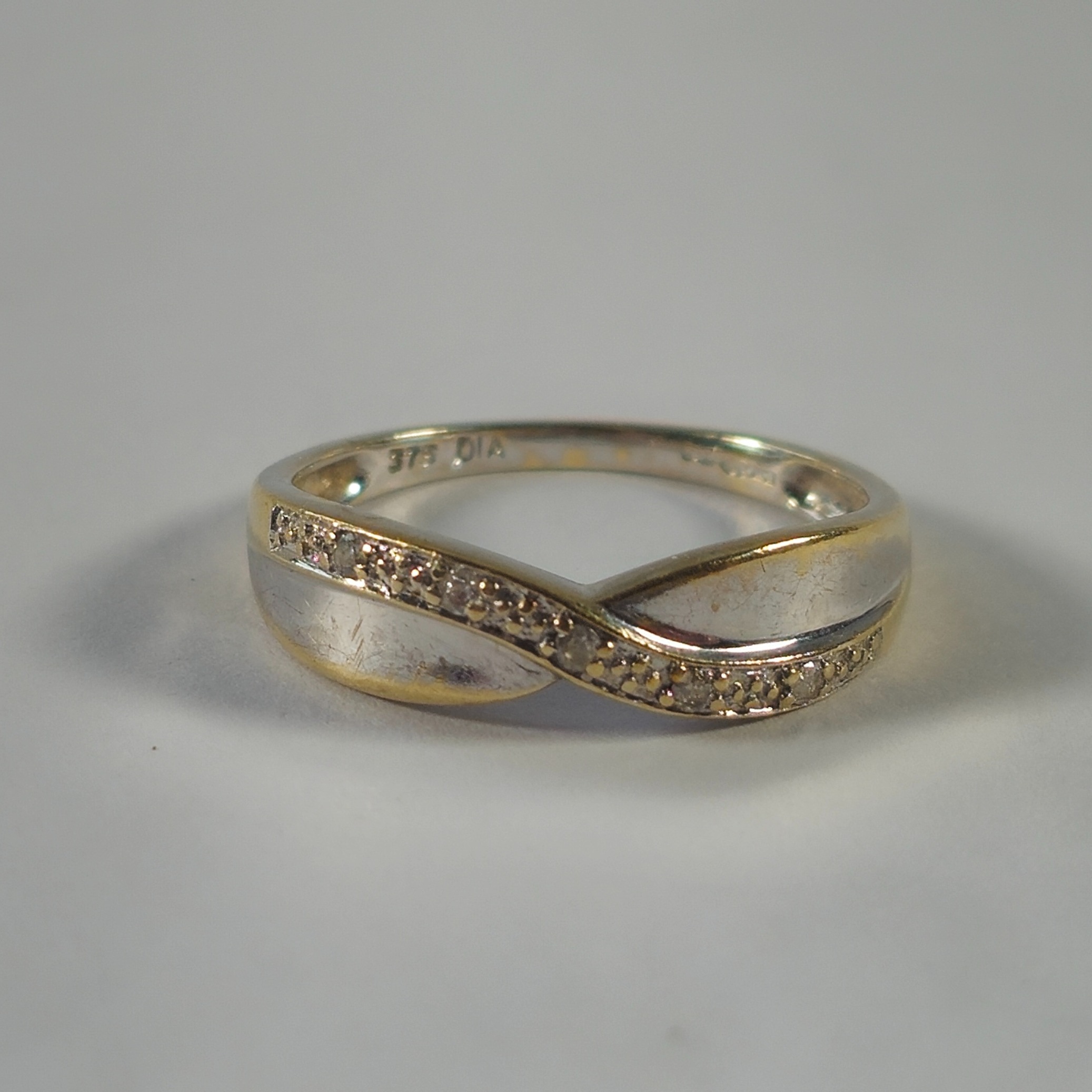 Product photo for 9ct White Gold Diamond Infinity Style Half Band Ring Size L1/2
