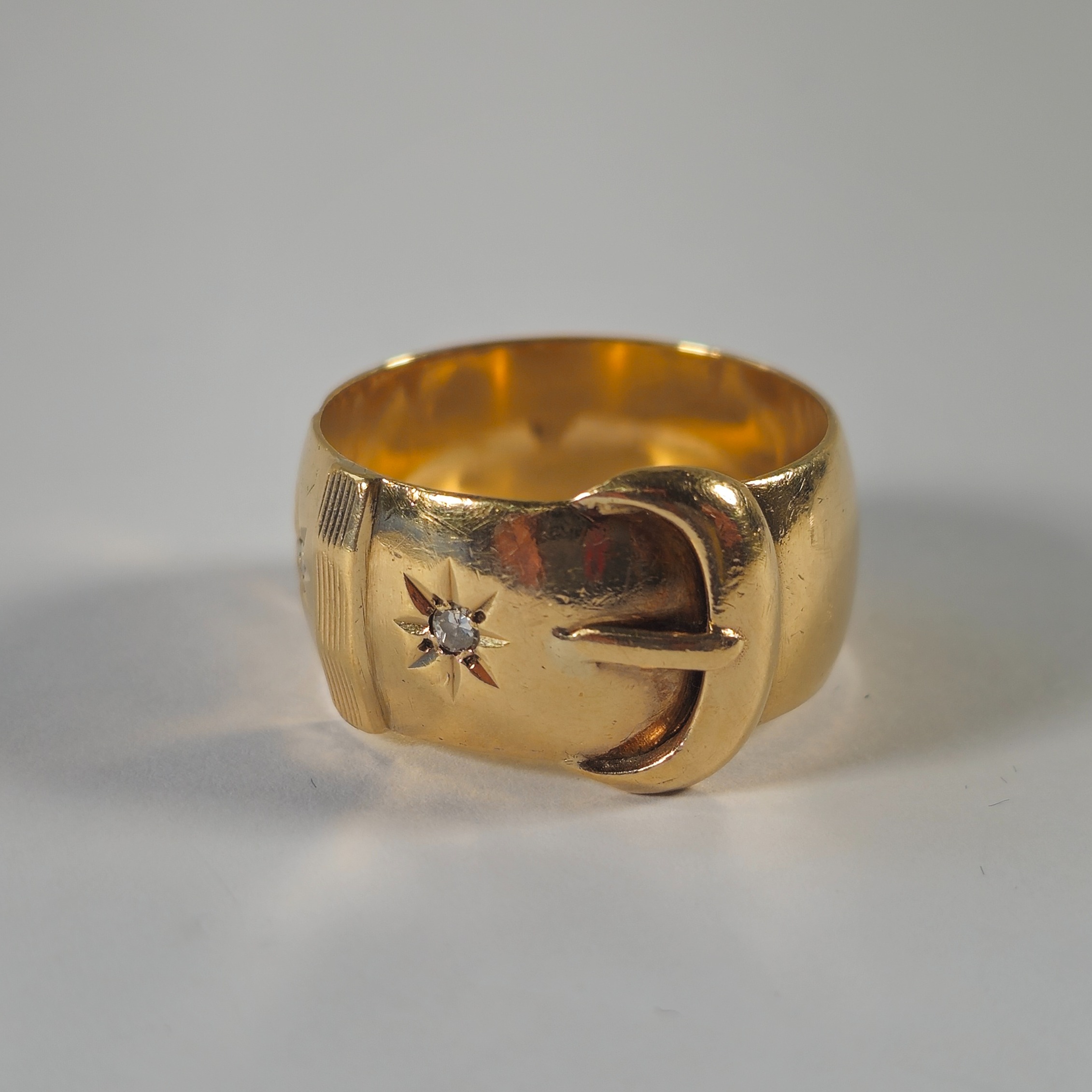 Product photo for 9ct Gold Diamond Buckle Ring Size V1/2