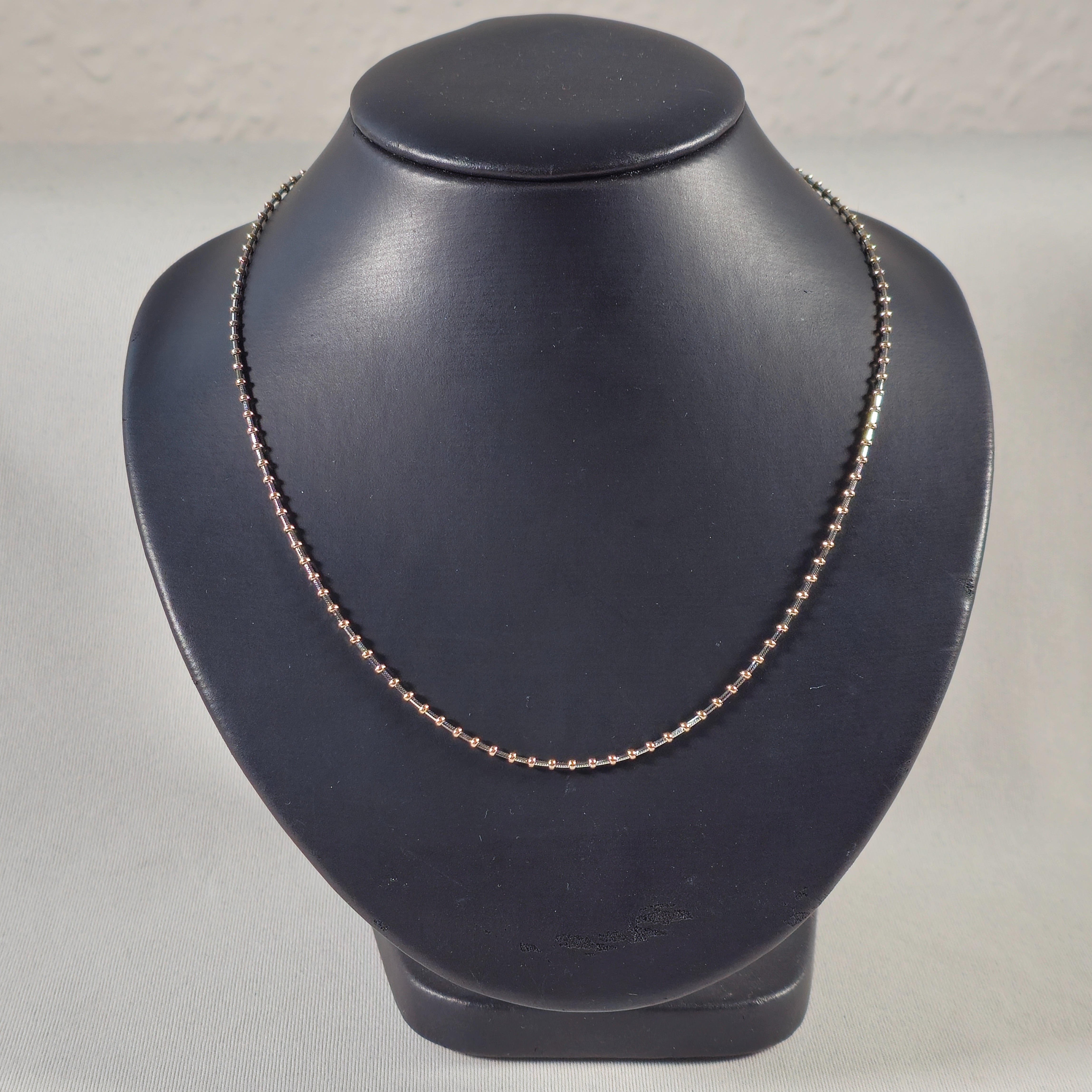 Product photo for 9ct Gold 2-Tone White & Yellow Dot Chain / Necklace 16.14