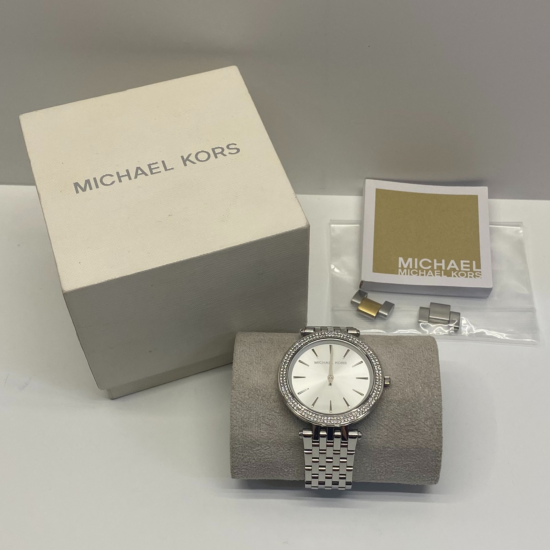 Product photo for Michael Kors Silver Tone Glitz Darci Womens Watch MK3190 Boxed