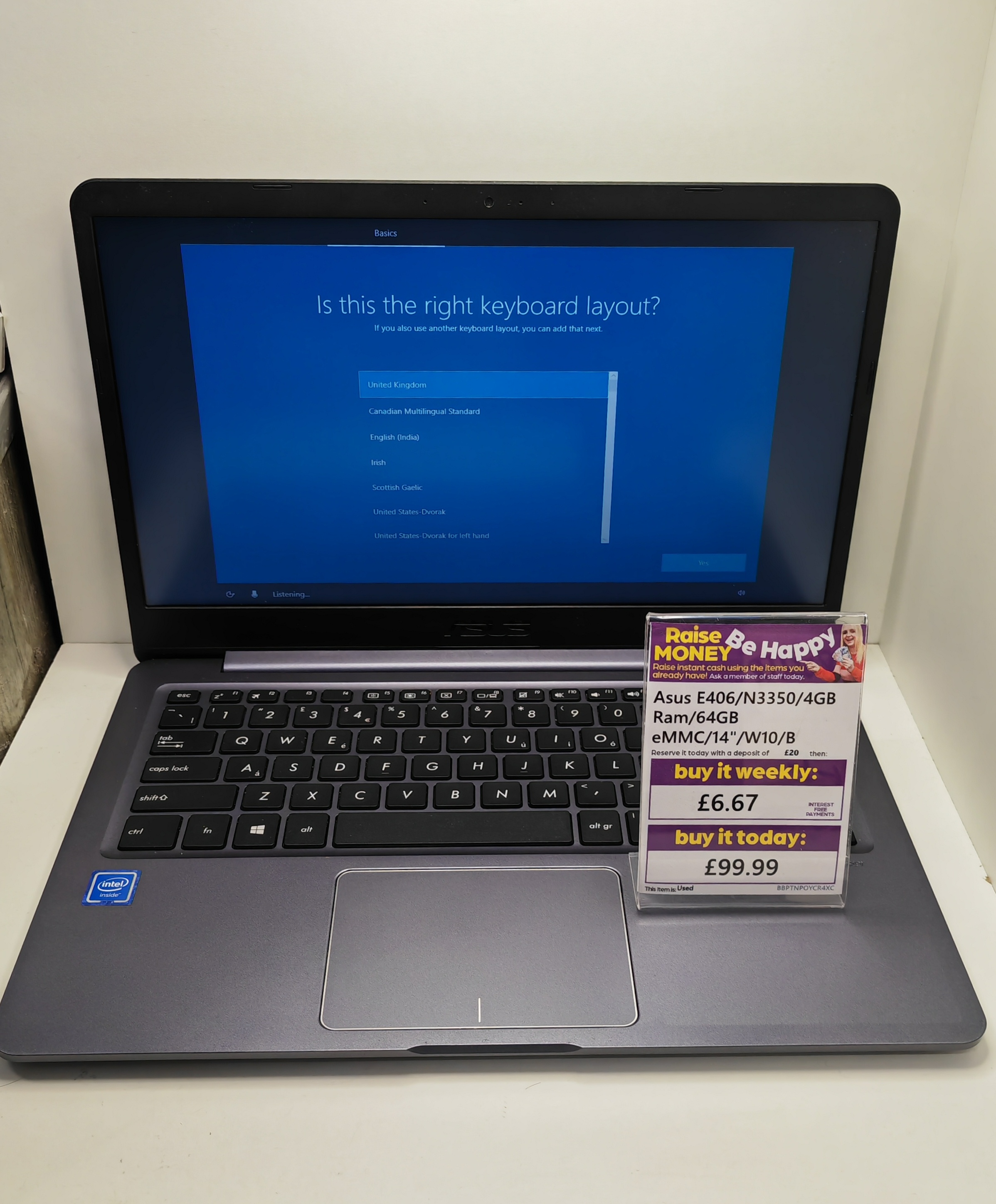 Product photo for Asus E406/N3350/4GB Ram/64GB eMMC/14