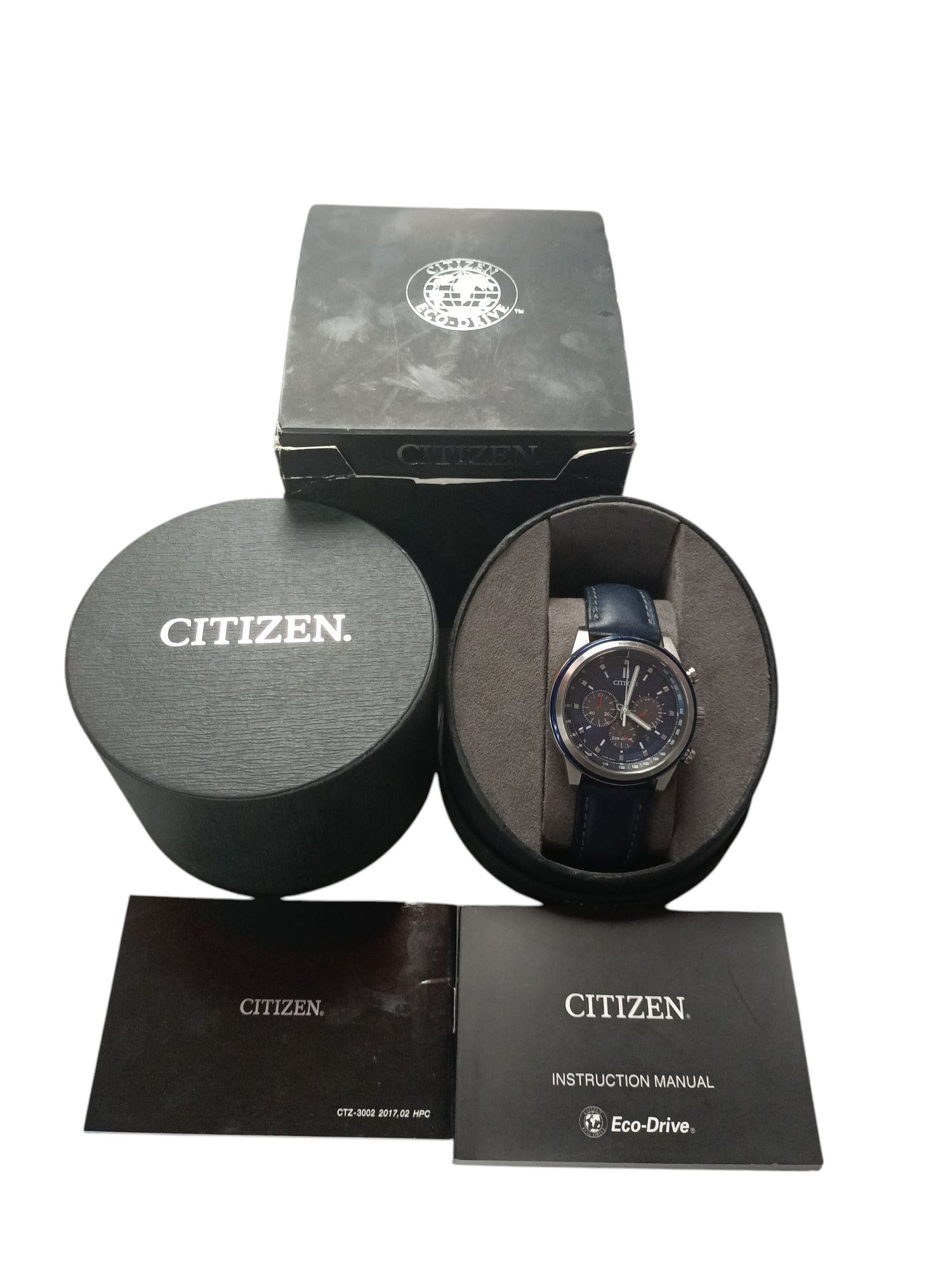 Product photo for Citizen Eco-Drive B620 Mens Chronograph Leather Strap Watch - Blue Sapphire