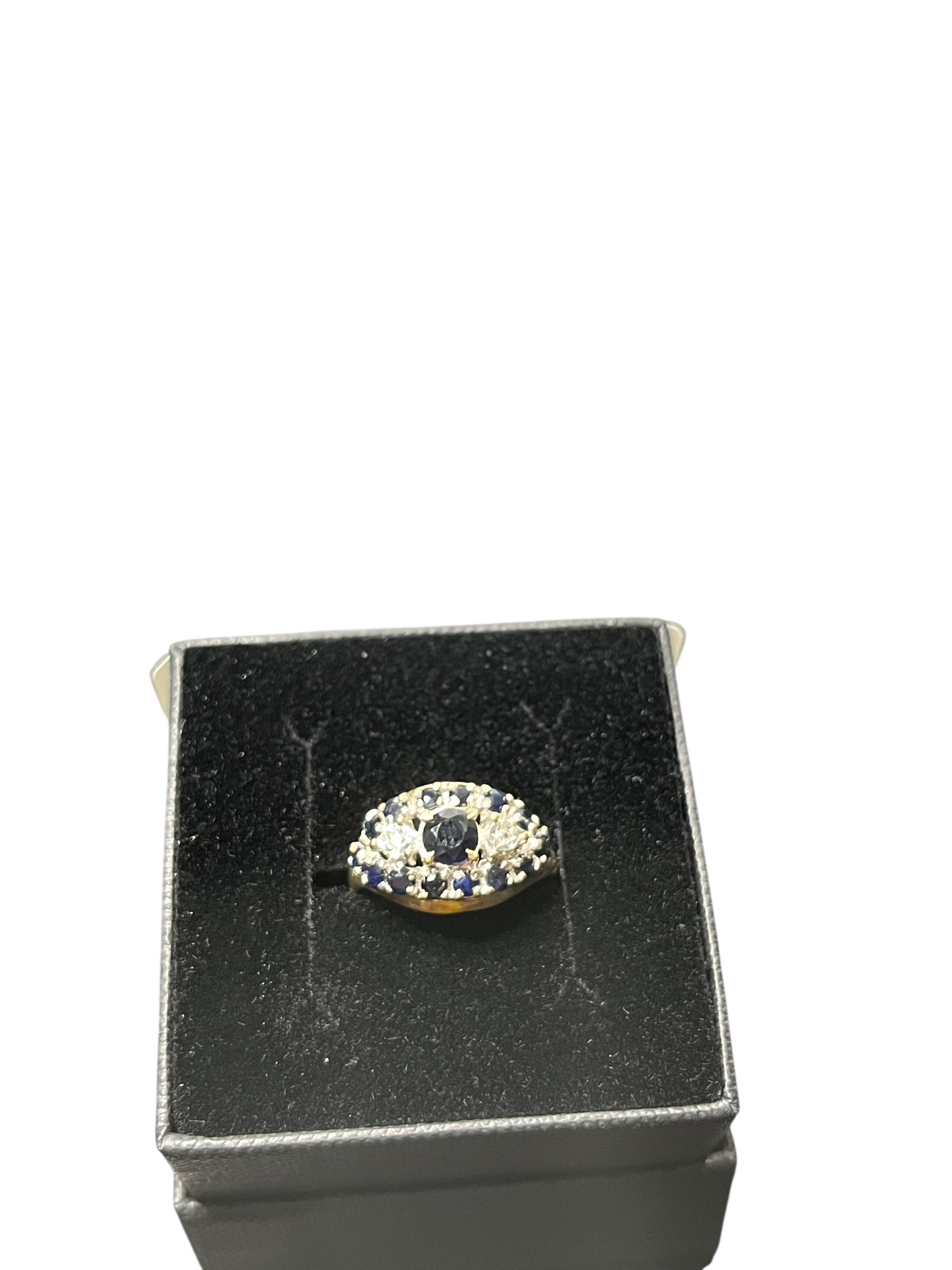 Product photo for 9ct Gold Halo Cluster Ring with Diamonds & 1.77ct Sapphire – Stunning Design
