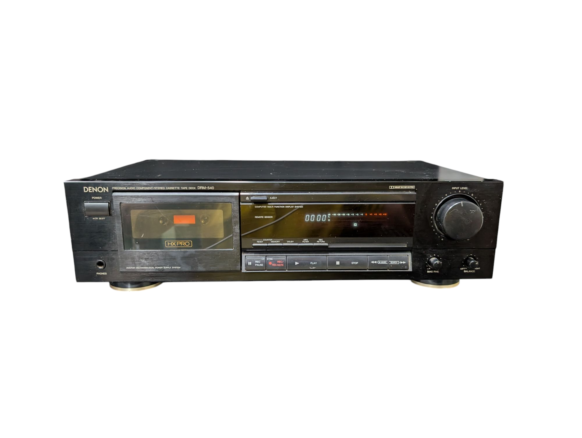 Product photo for Denon DRM-540 Stereo Cassette Tape Deck – HX Pro, Dolby B/C Used