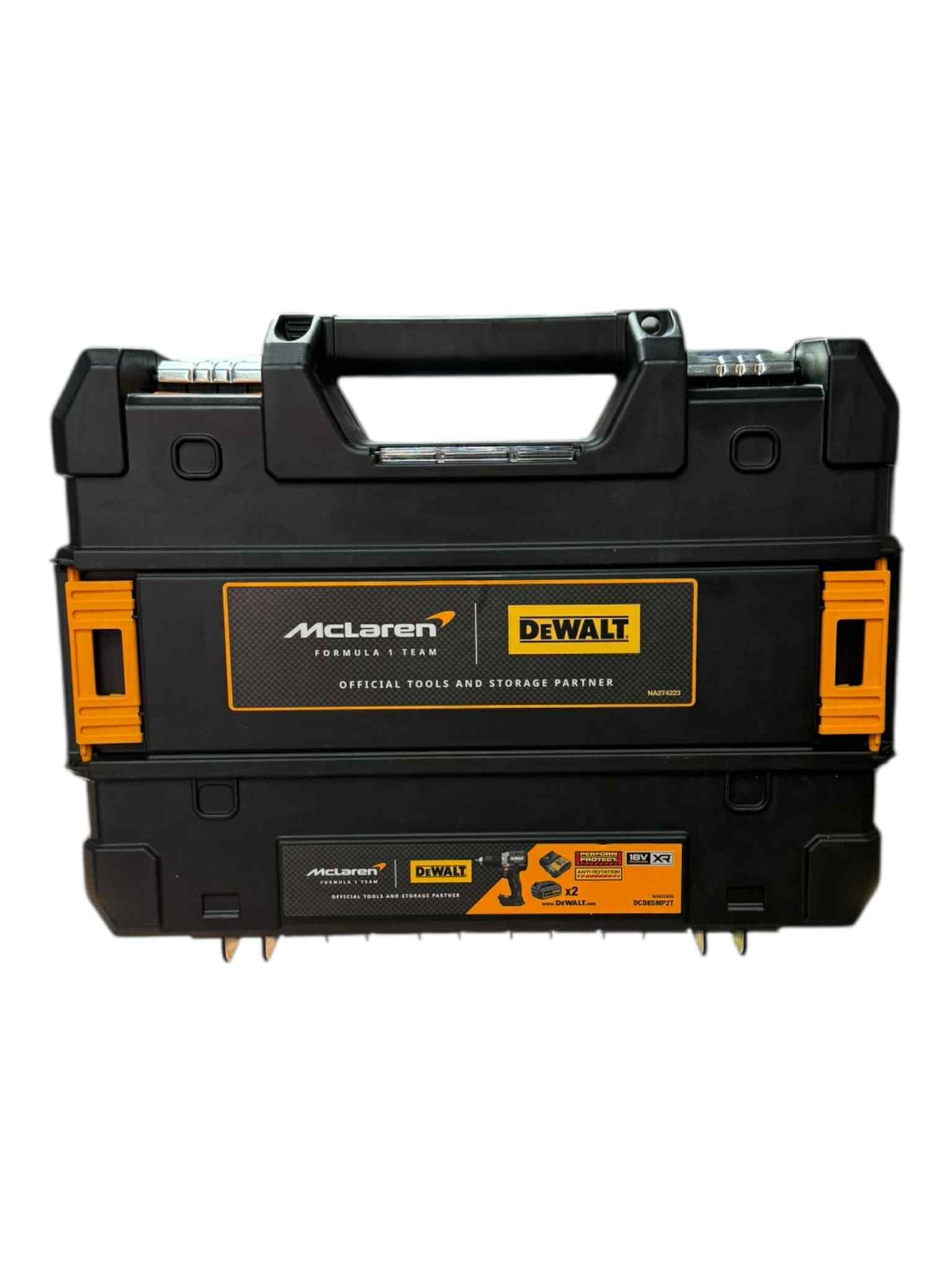 Product photo for DeWalt DCD85MP2T McLaren F1 18V XR Brushless Hammer Drill Set